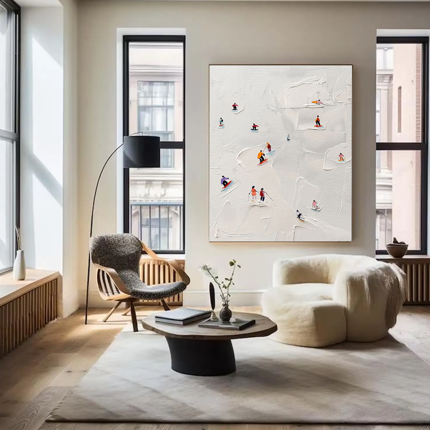 Minimalist White Impasto Decor #AS192