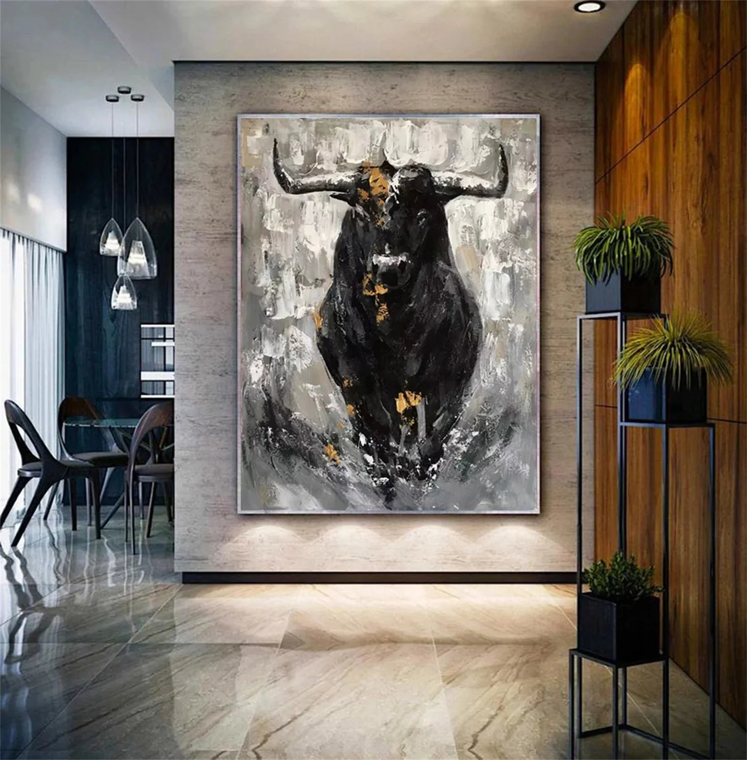 Black and White Abstract Animal Wall Art #AM058