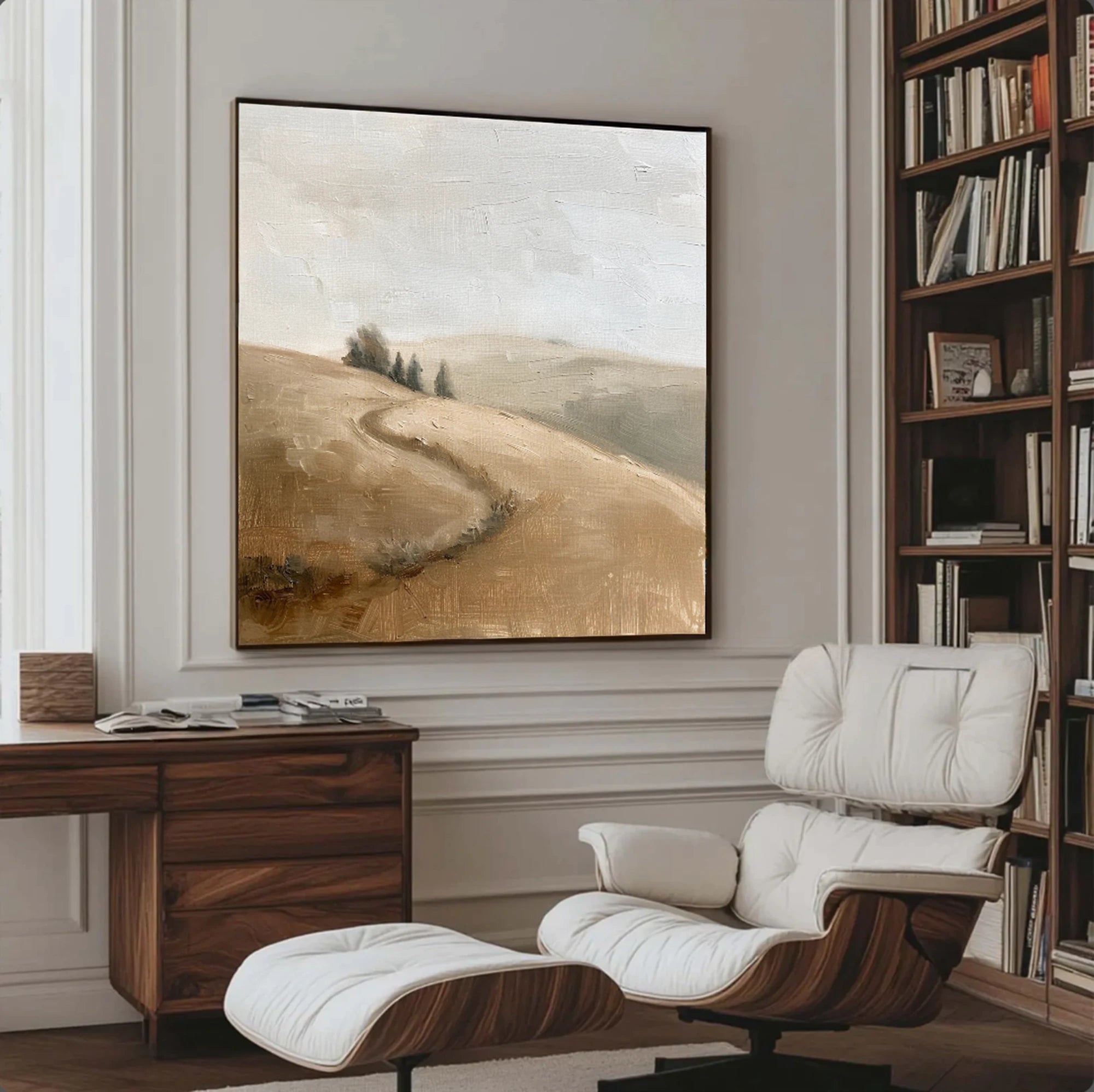Original Neutral Landscape Oil Painting, Hand-painted #FT525