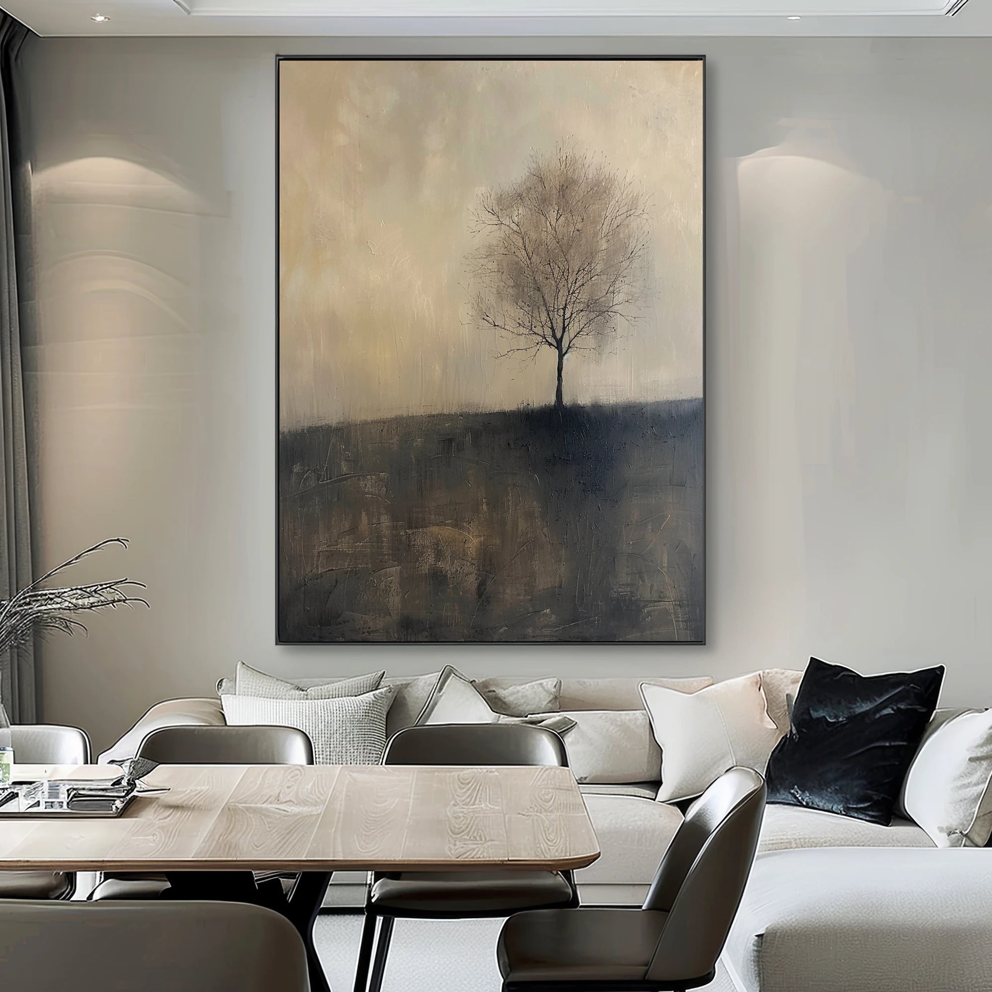 Original Abstract Tree Oil Painting Wabi-Sabi Wall Art #WA512