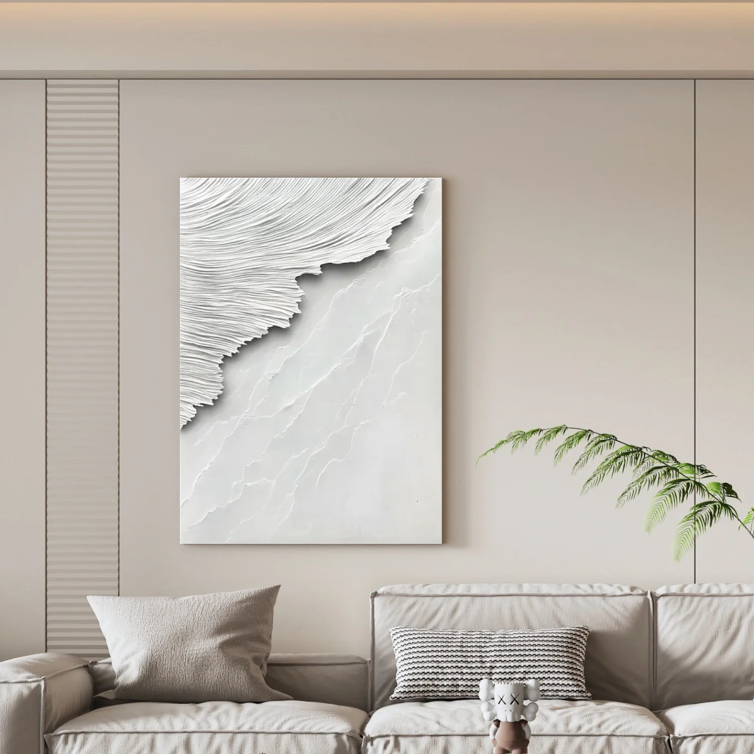 White Minimalist_Textured_Canvas Art #MD268
