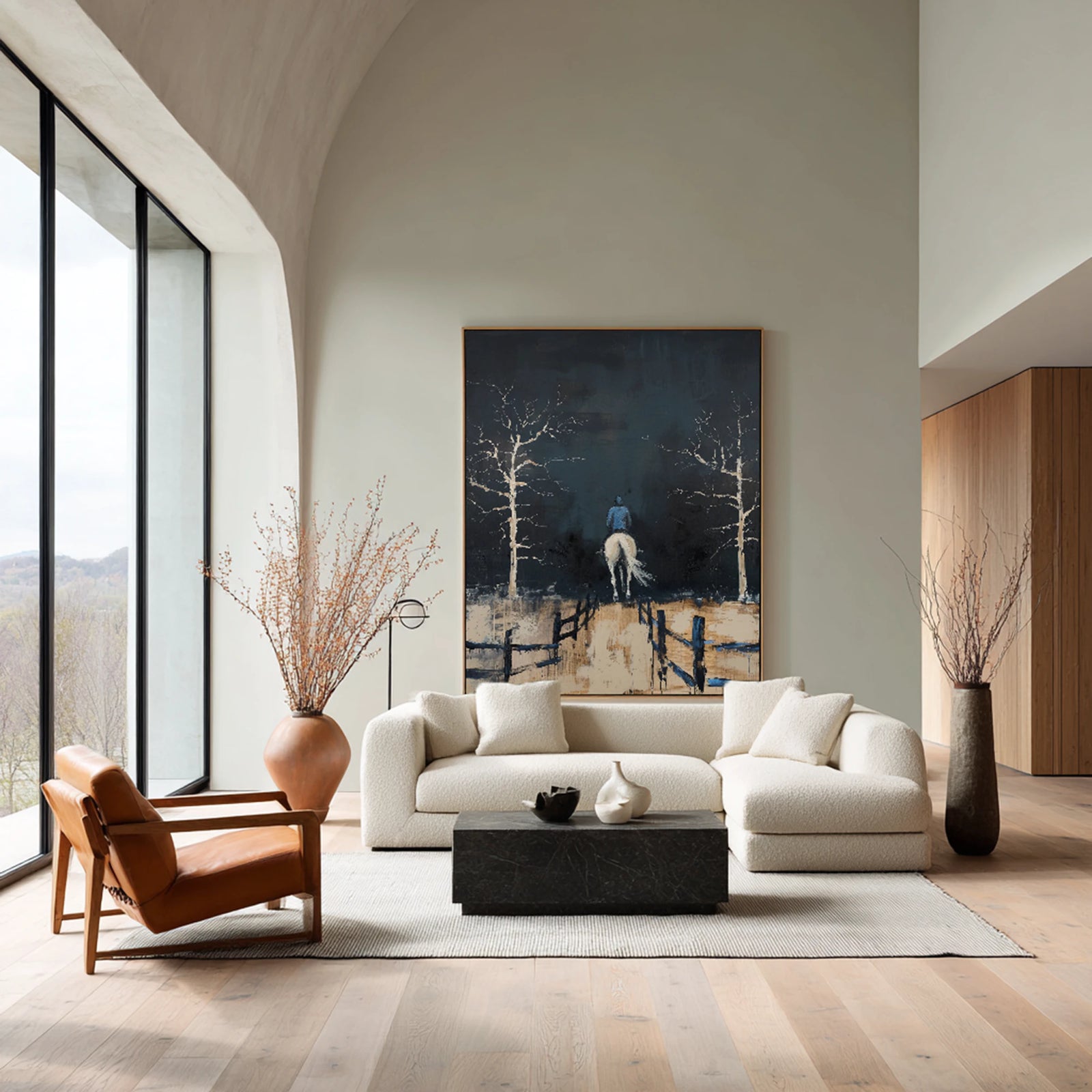 Hand-painted Abstract Equestrian Landscape Oil Painting #WA515