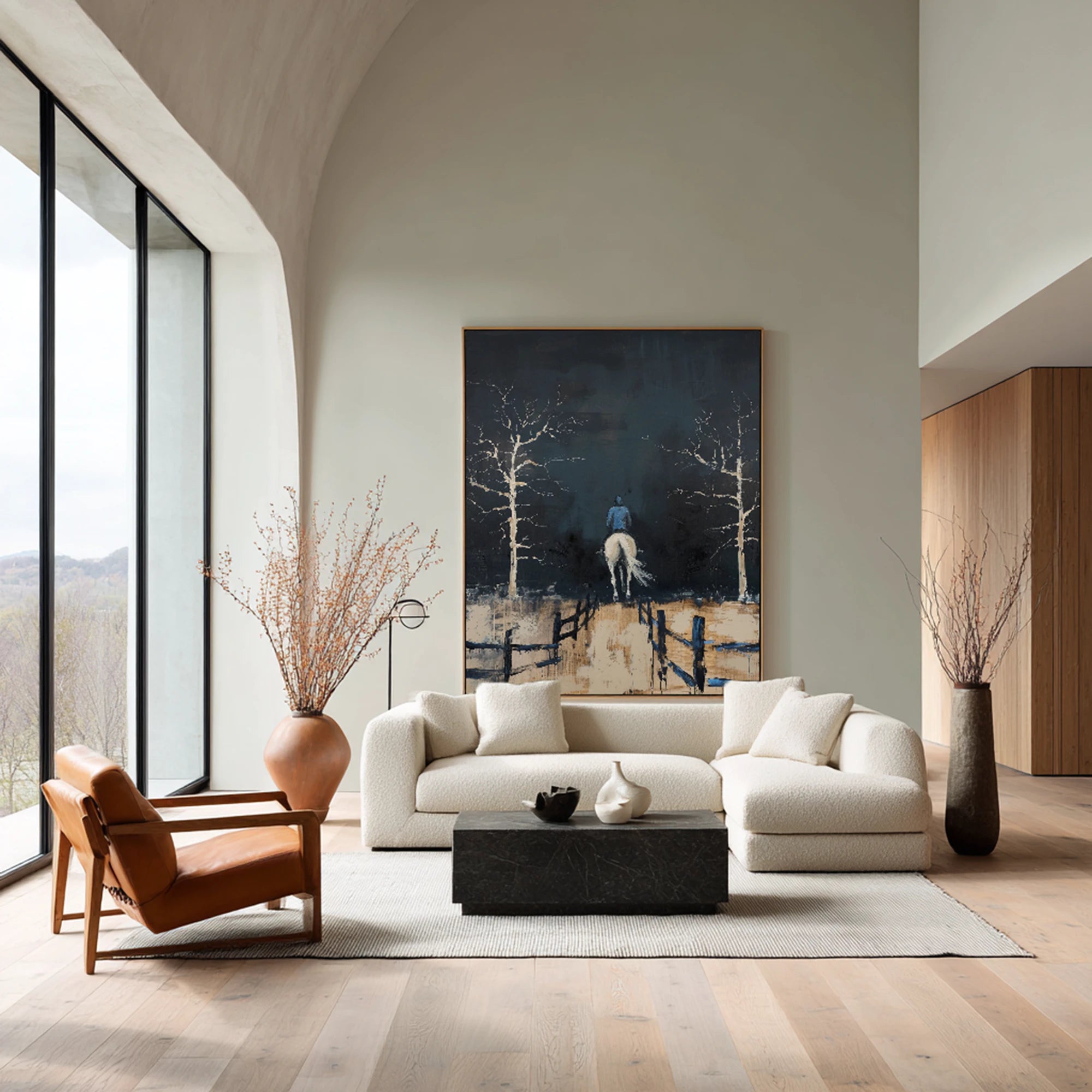 Hand-painted Abstract Equestrian Landscape Oil Painting #WA515