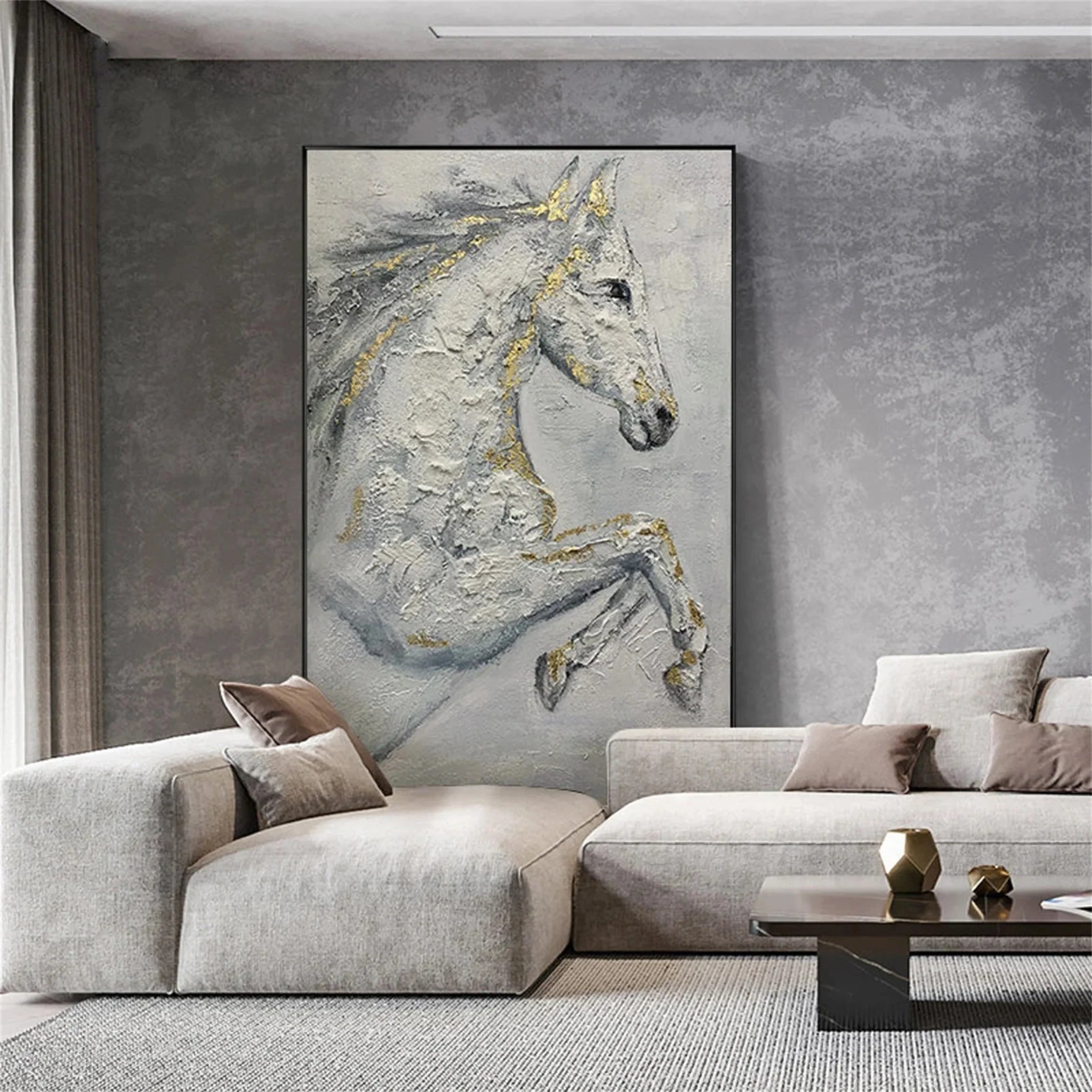 White Horse Abstract Animal Wall Art #AM002