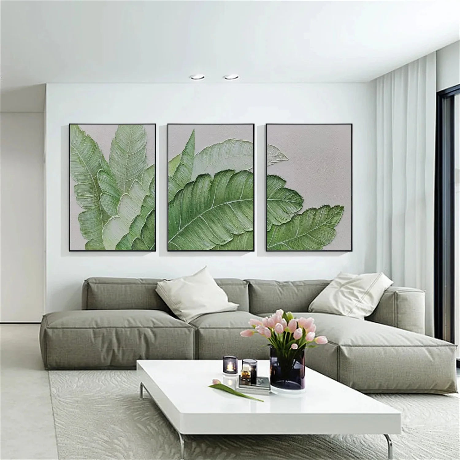 Flower & Tree Abstract_Textured Wall Art Set of 3 #FT152