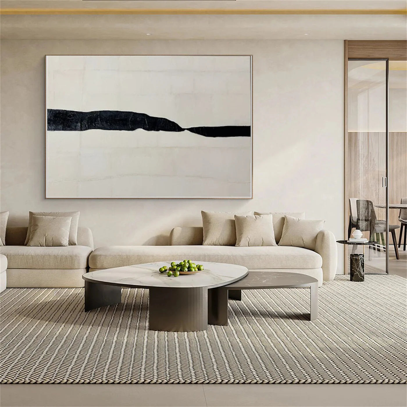Modern Minimalist Neutral Tone Abstract Oil Painting #JM94