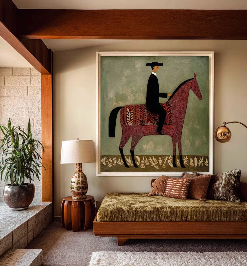 Vintage Boho Rider & Horse Art Print#MD227