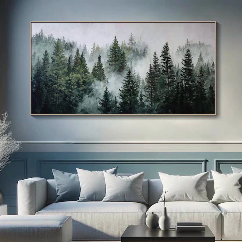 Misty Forest Pine Tree Wall Art #FT113
