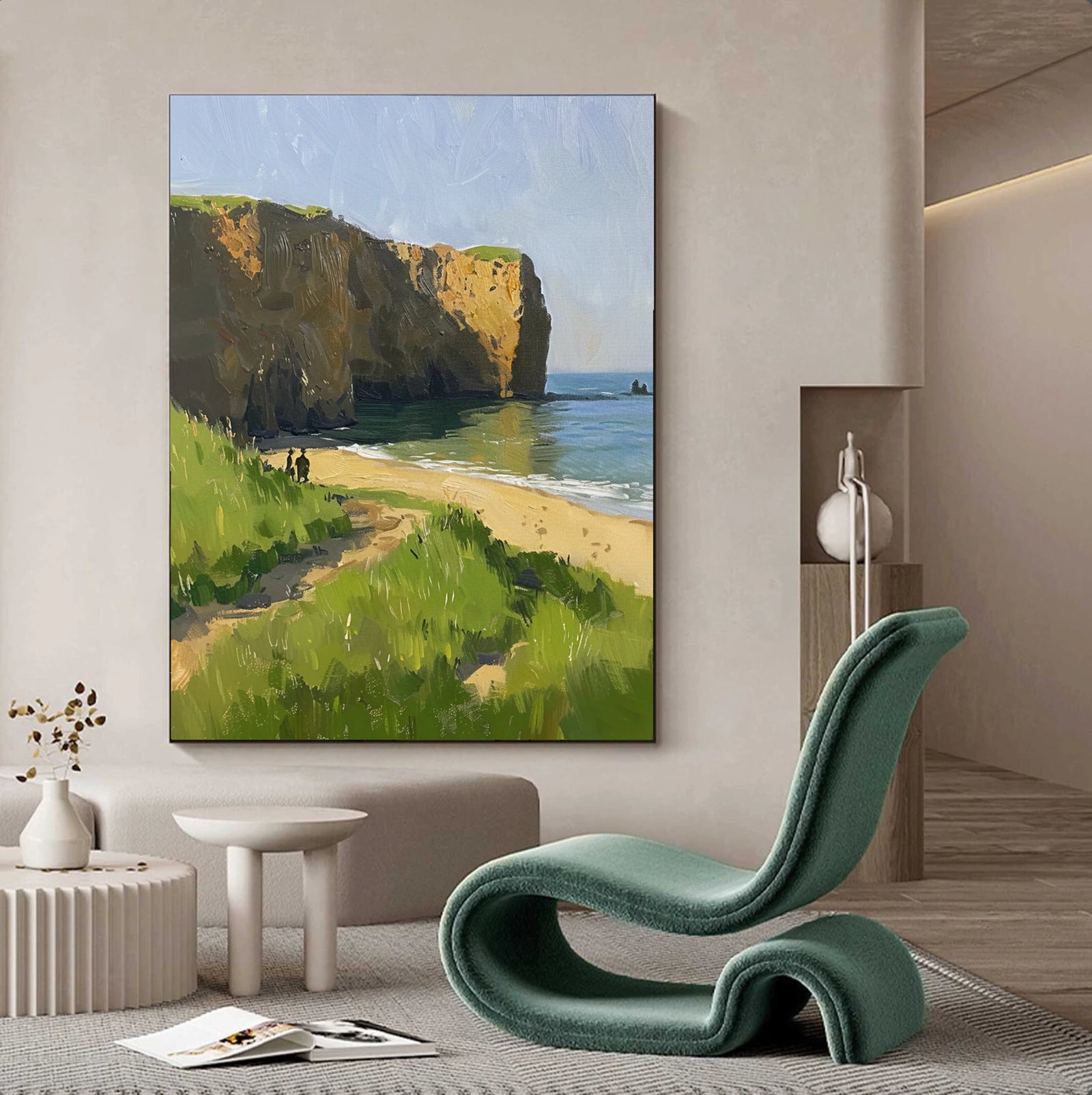 Coastal Cliff Hand-Painted Oil Painting #FJ634