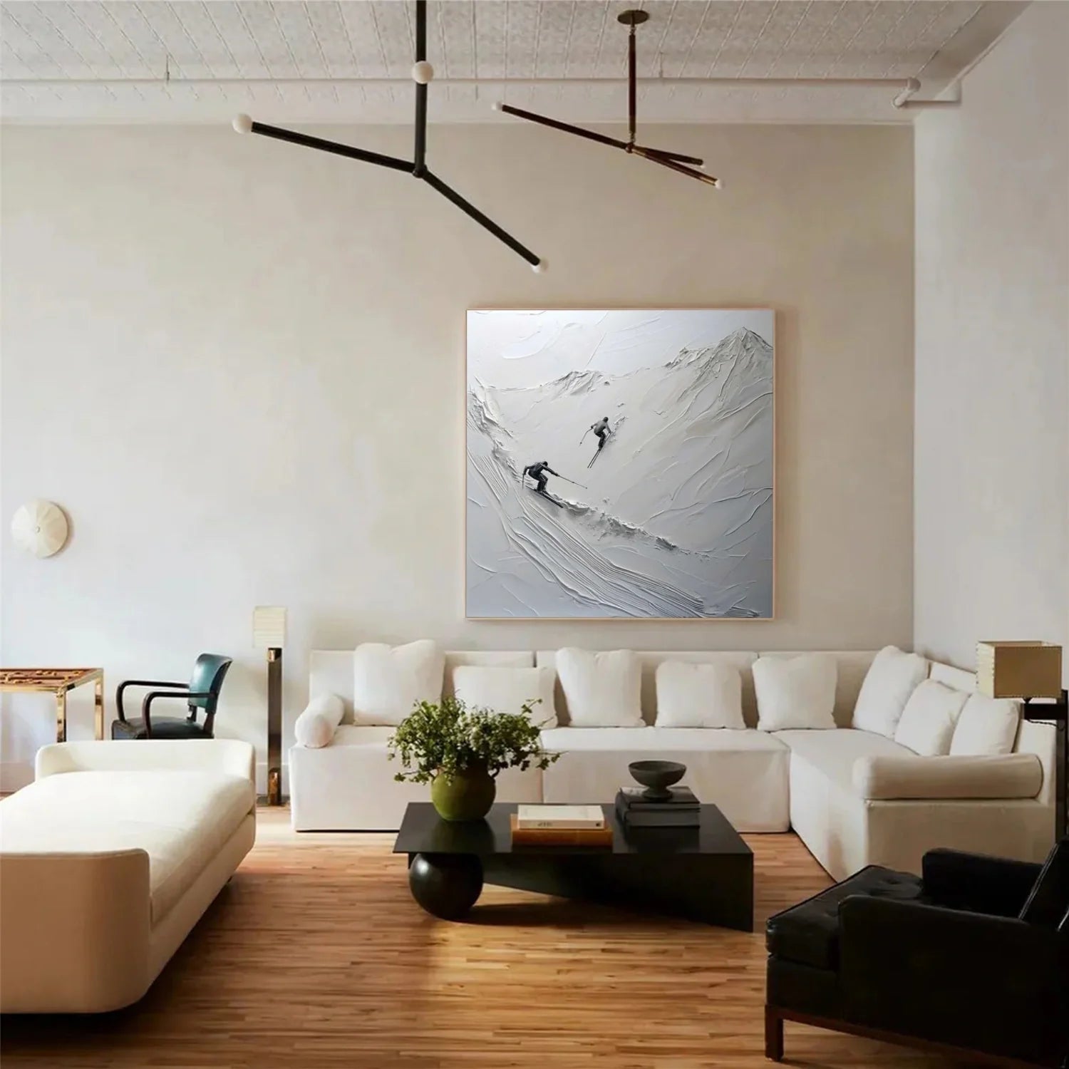 Skiing Sport Textured Wall Art #AS062