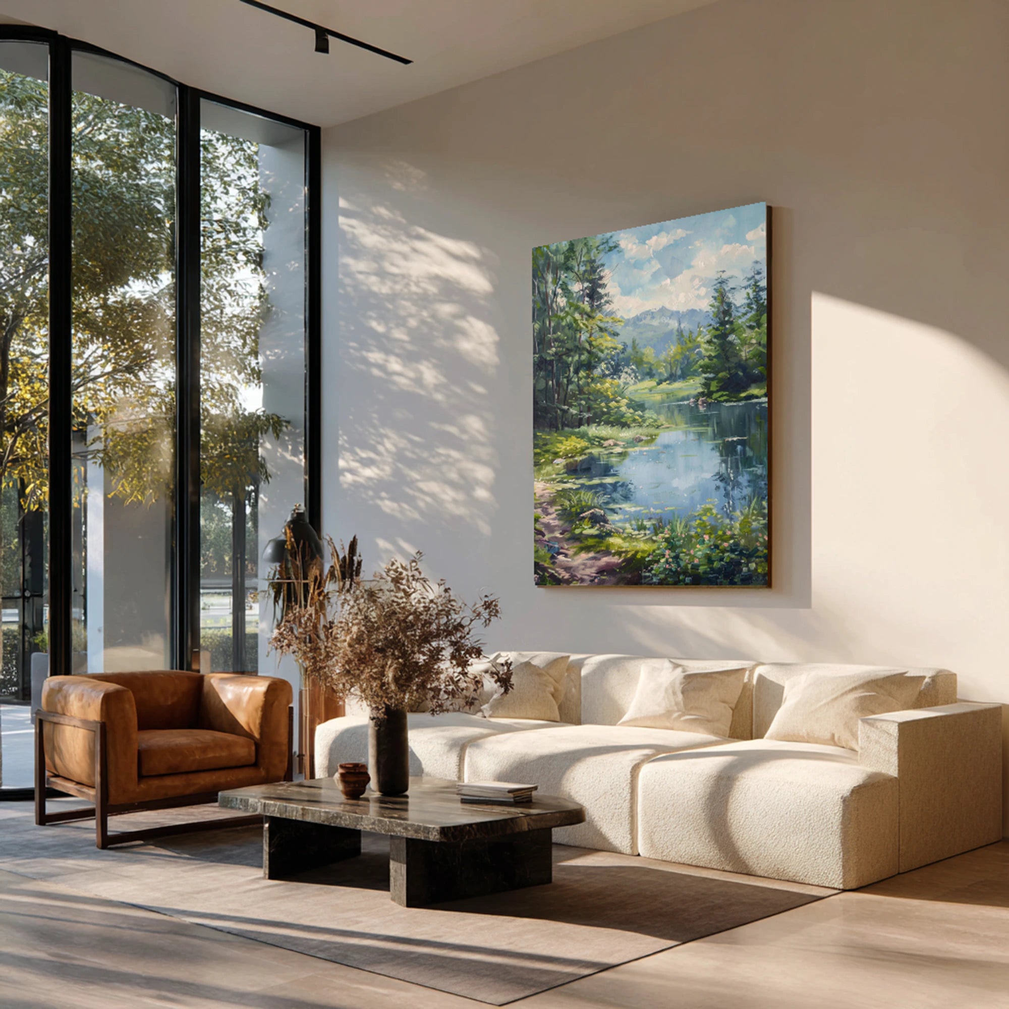 Forest Lake Landscape Oil Painting #FJ637