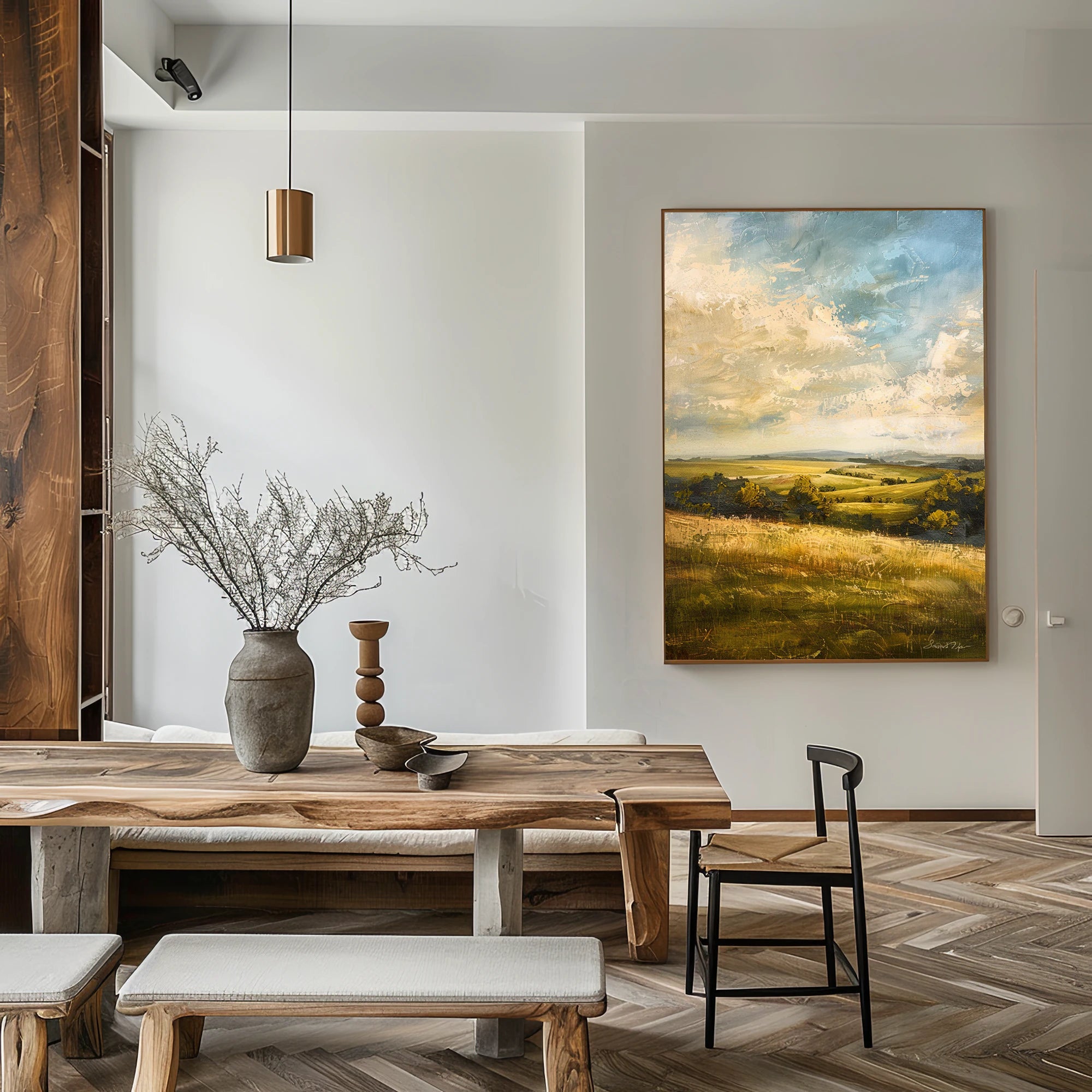 Hand-Painted Countryside Landscape Oil Painting #FJ666