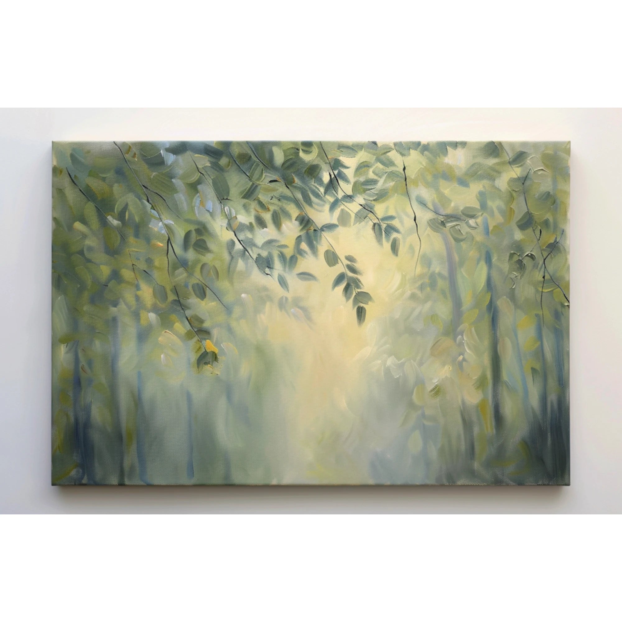 Soft Green Forest Light Abstract Oil Painting #FT572