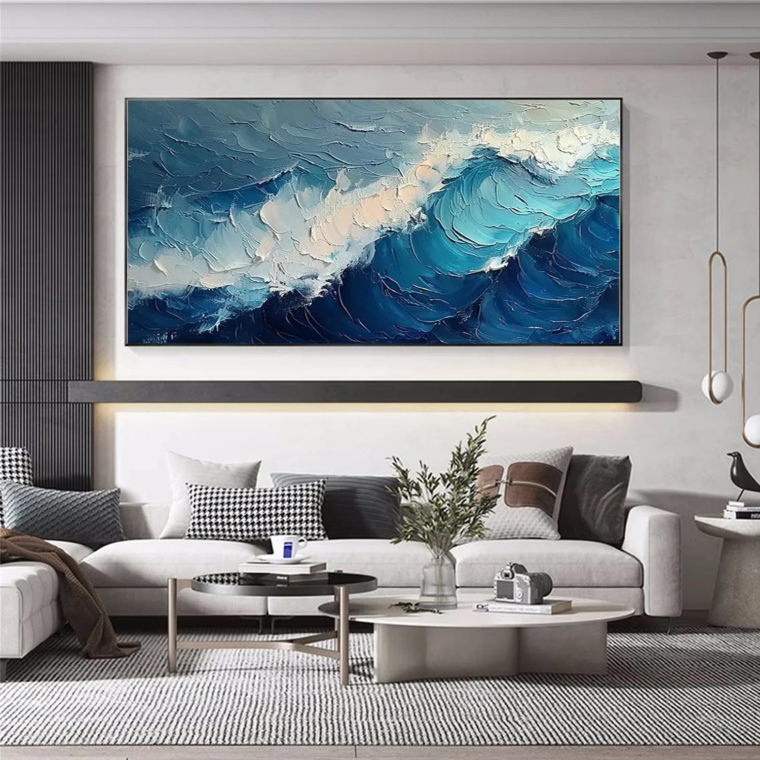 Blue Sea & Sky Abstract Textured Wall Art #SK124