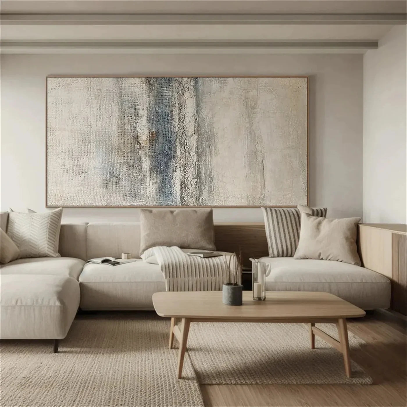 Wabi-Sabi Beige Gray Tone Abstract Oil Painting #WA108