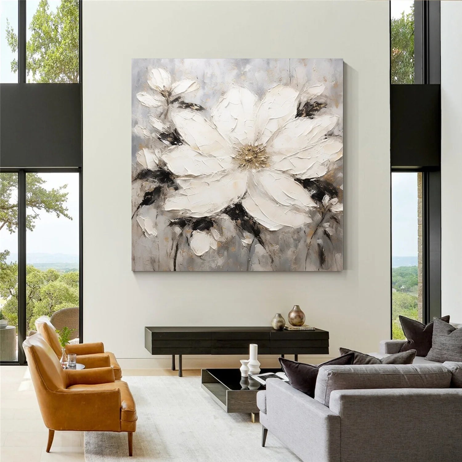 Flower & Tree Abstract Textured Wall Art #FT108