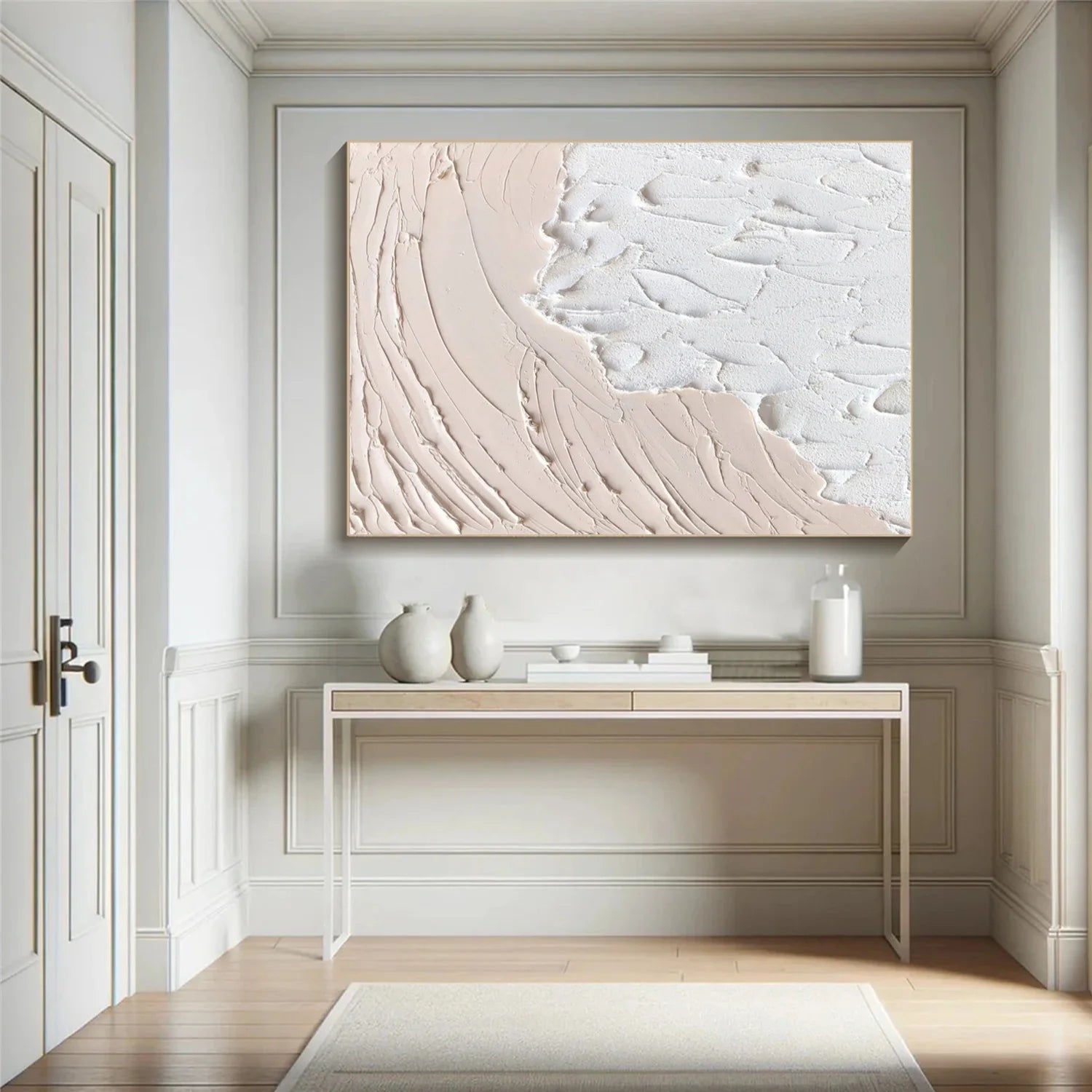 White and Beige Minimalistic Textured Art #MD233