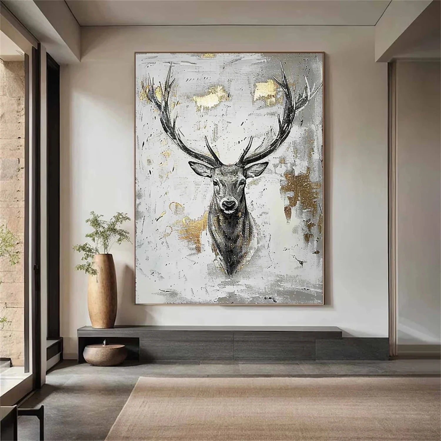 Black and White Abstract Animal Wall Art #AM080