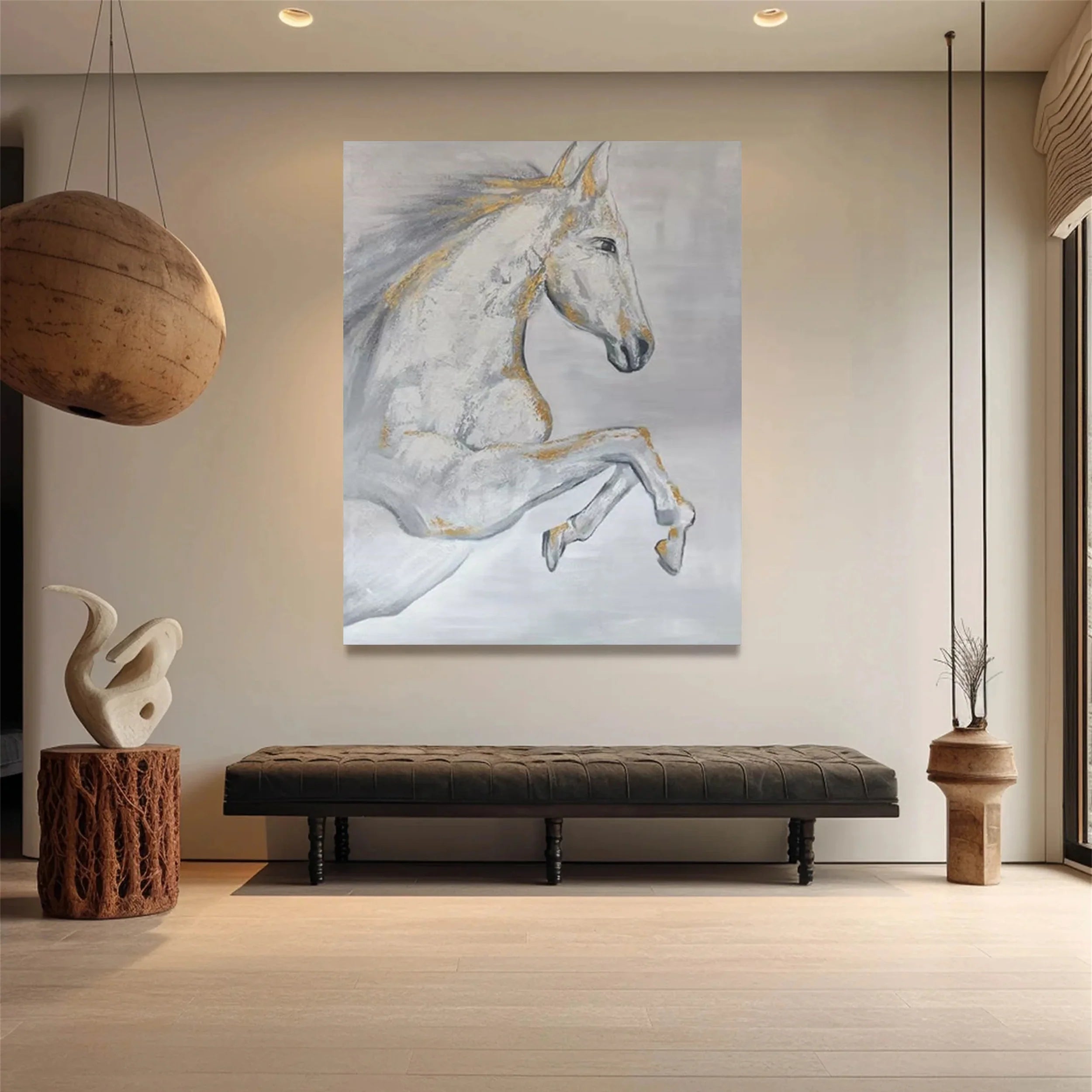 White Horse Abstract Animal Wall Art #AM011