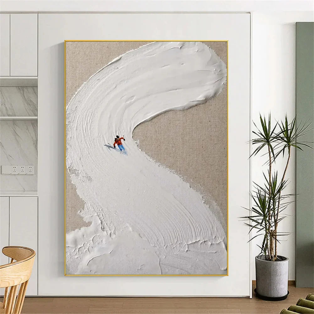 White Sport Art Minimalist Textured Wall Art #AS009