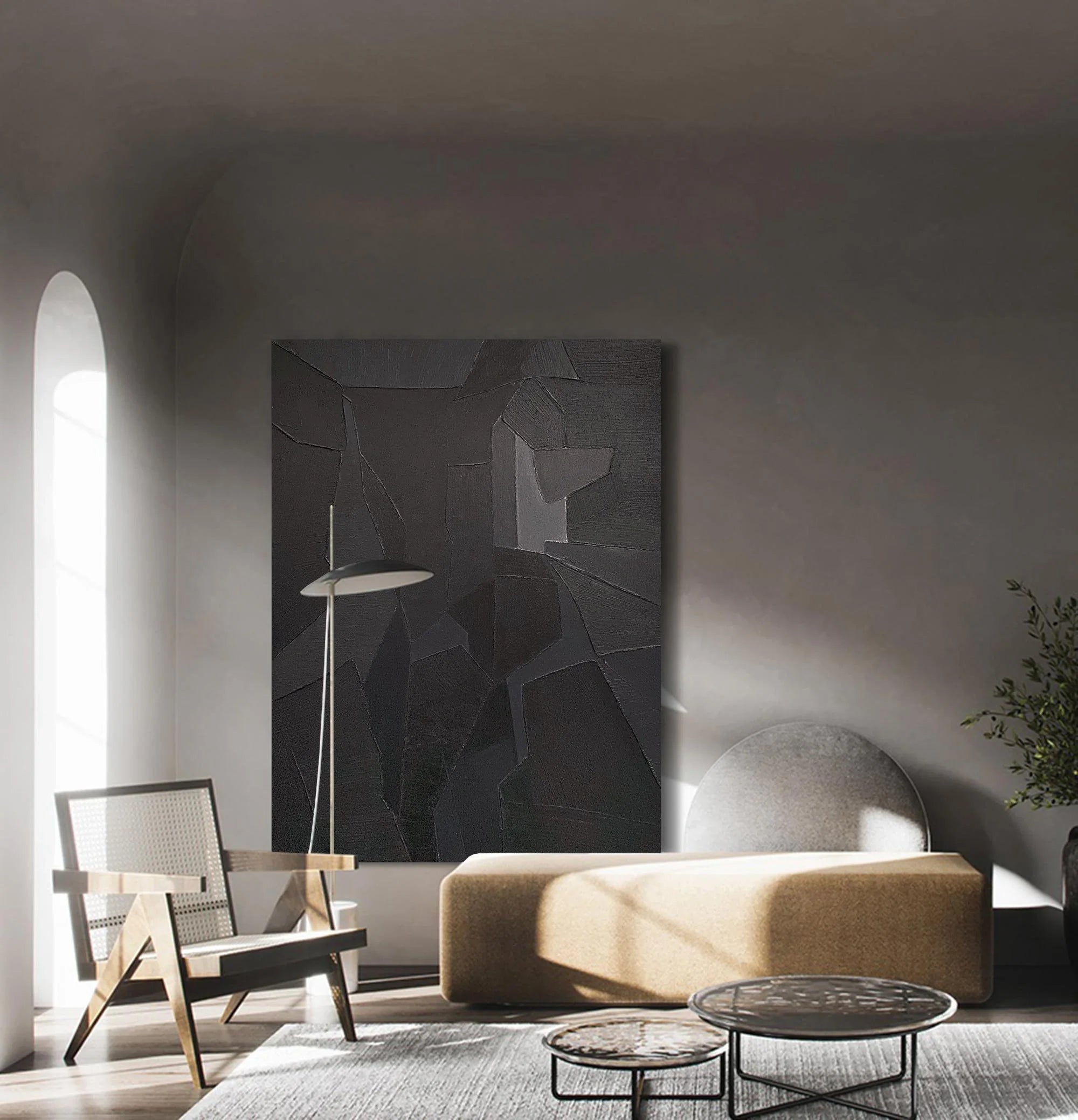 3D Textured Geometric Minimalist Wall Art Painting Original Handcrafted