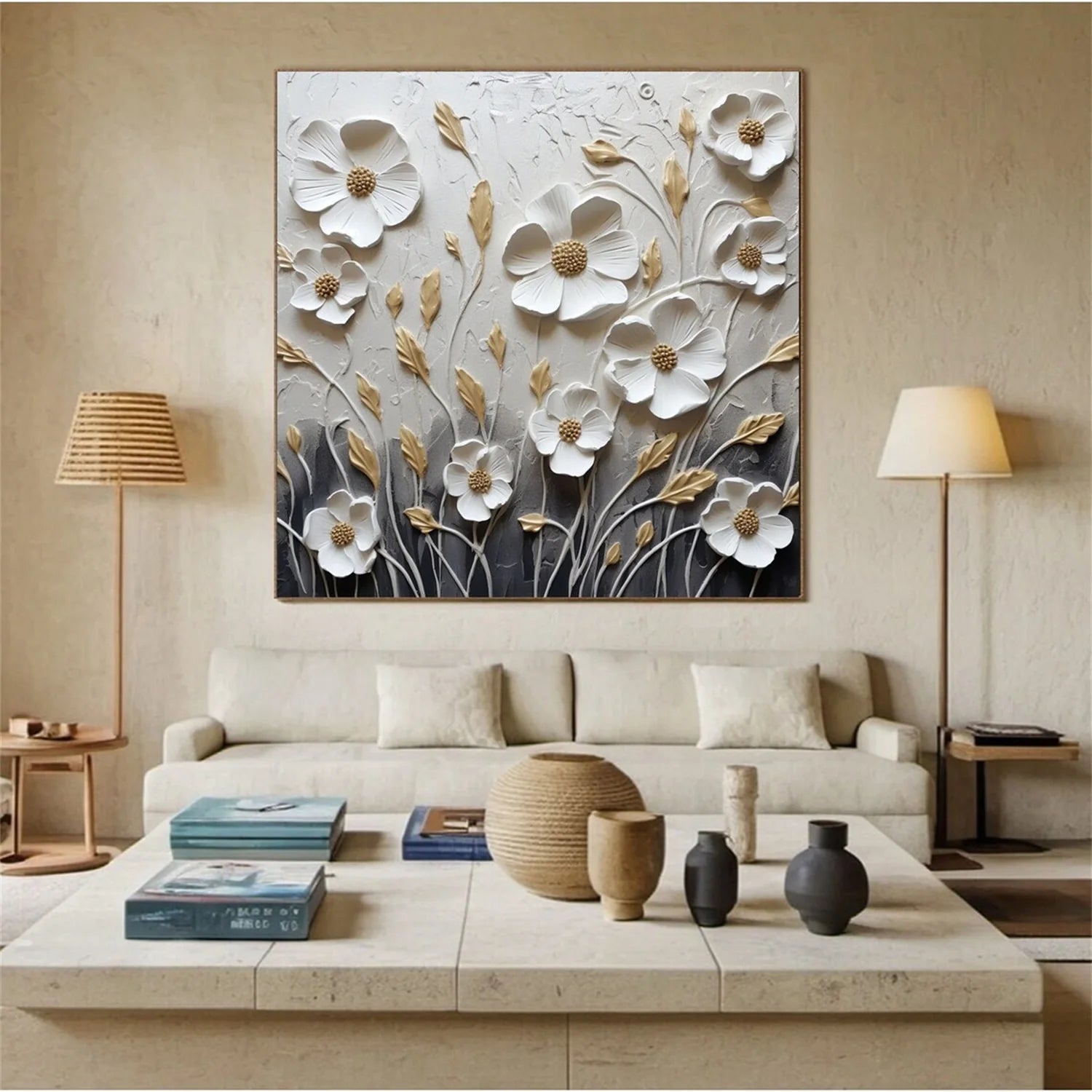 Flower & Tree Abstract Textured Wall Art #FT043