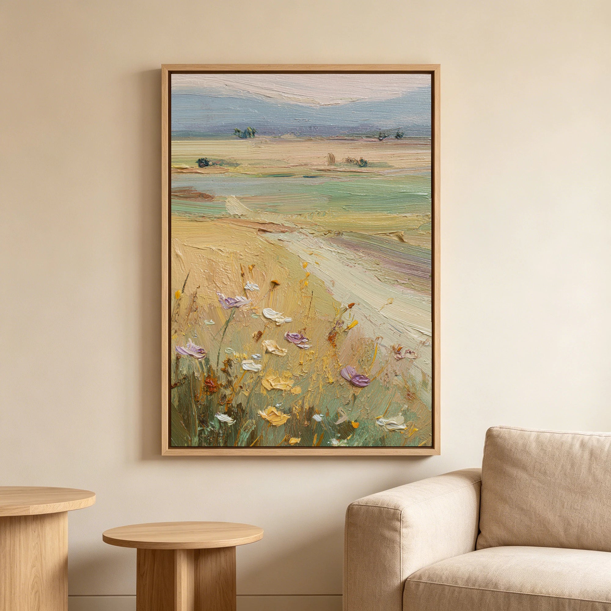 Wildflower Meadow Landscape Oil Painting, Hand-Painted #FT619