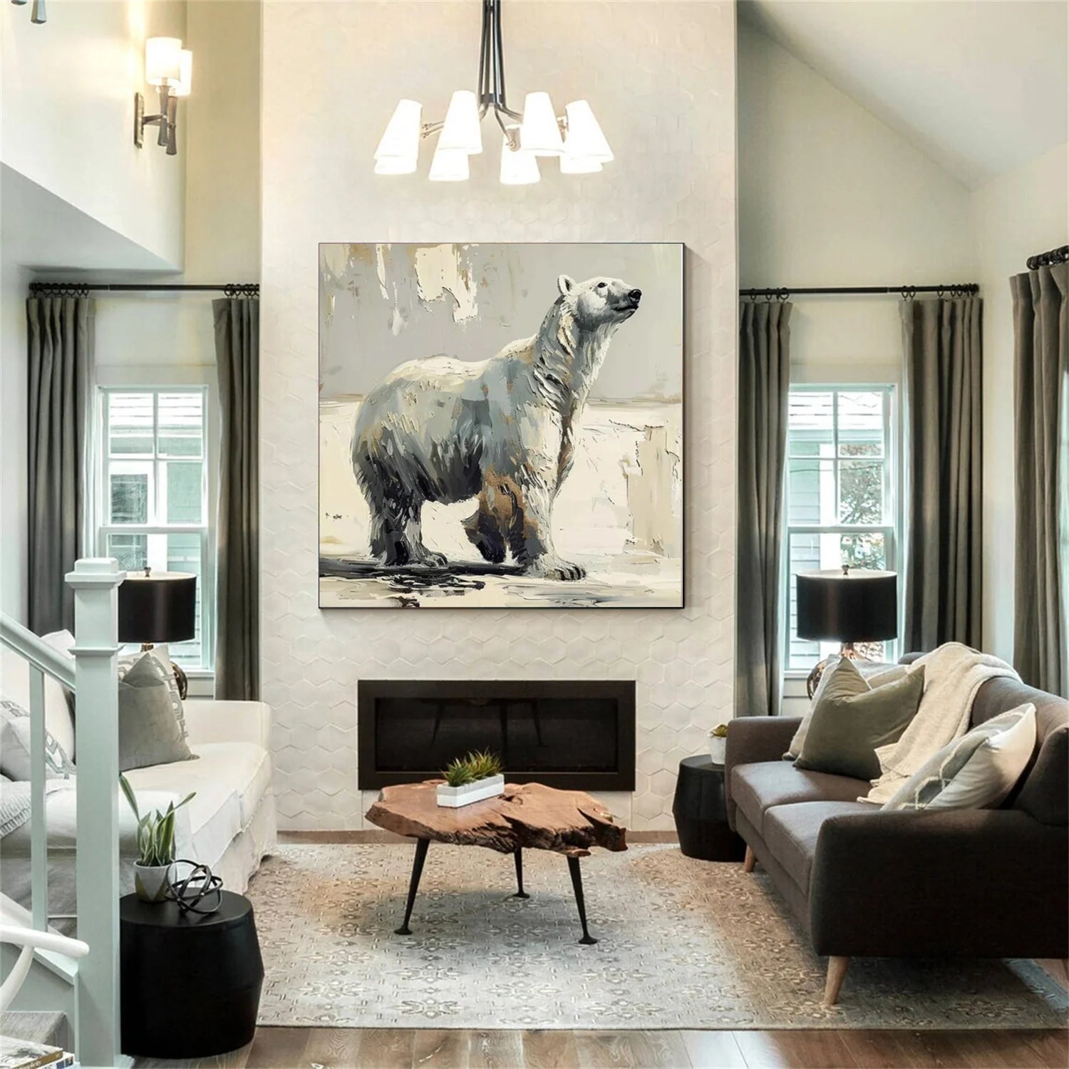 Beige and Grey Abstract Animal Wall Art #AM087