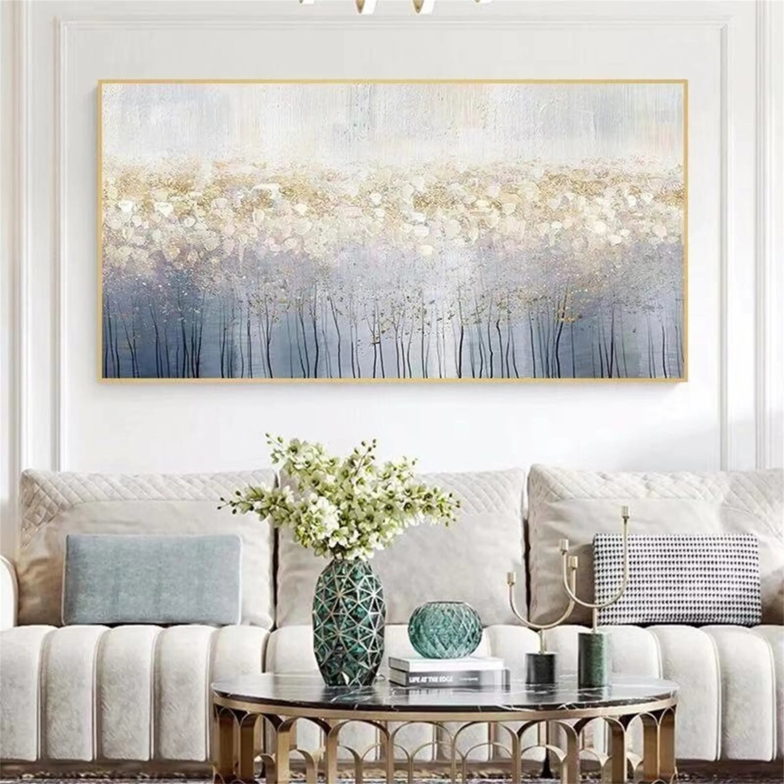 Colorful Flower & Tree Abstract Textured Wall Art #FT028