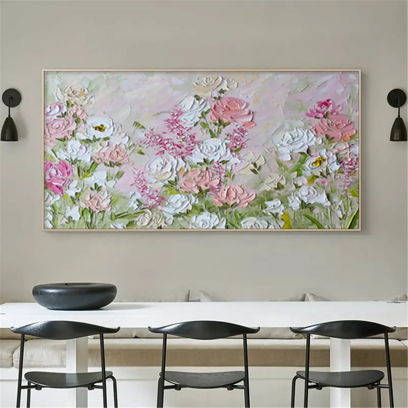 Colorful Flower & Tree Abstract Textured Wall Art #FT002