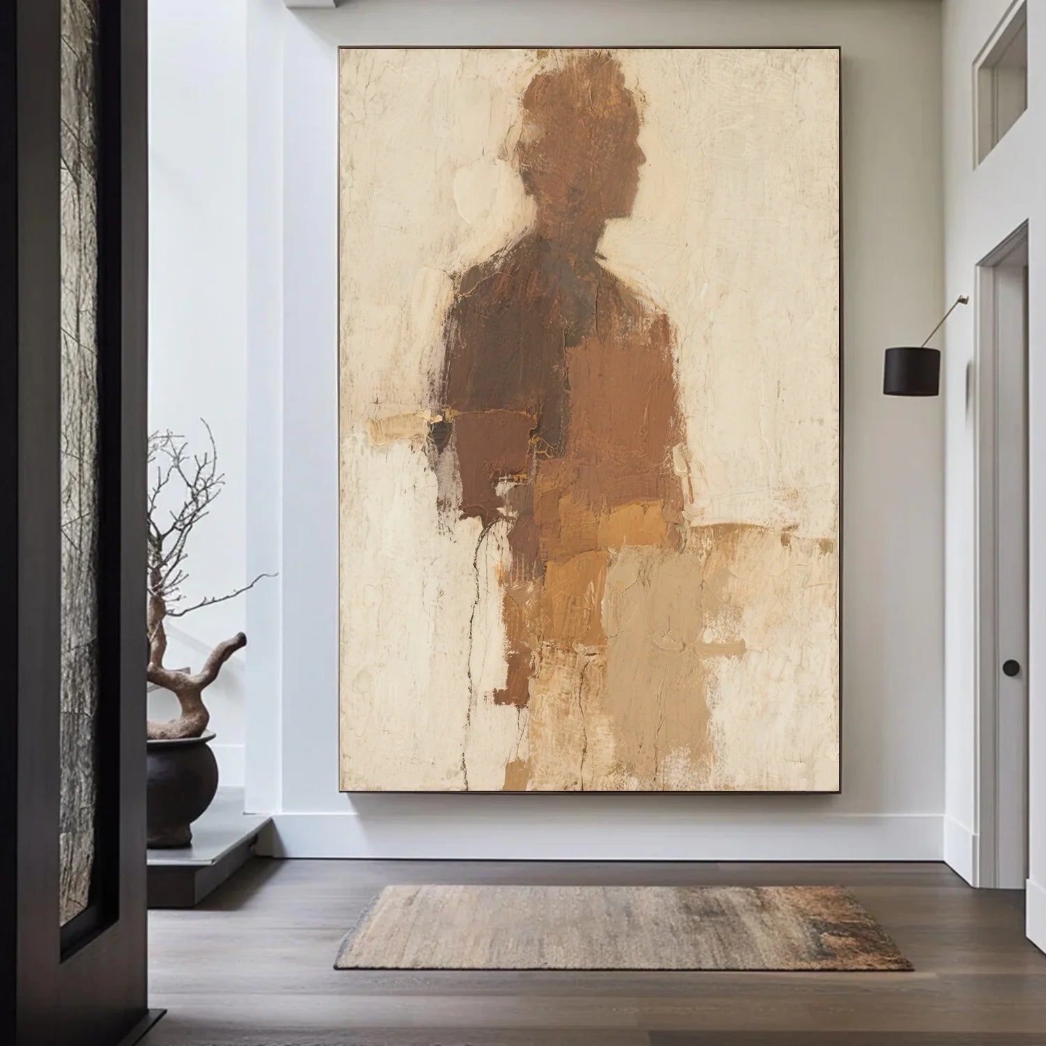 Beige and Brown Abstract_Canvas Art #WA762