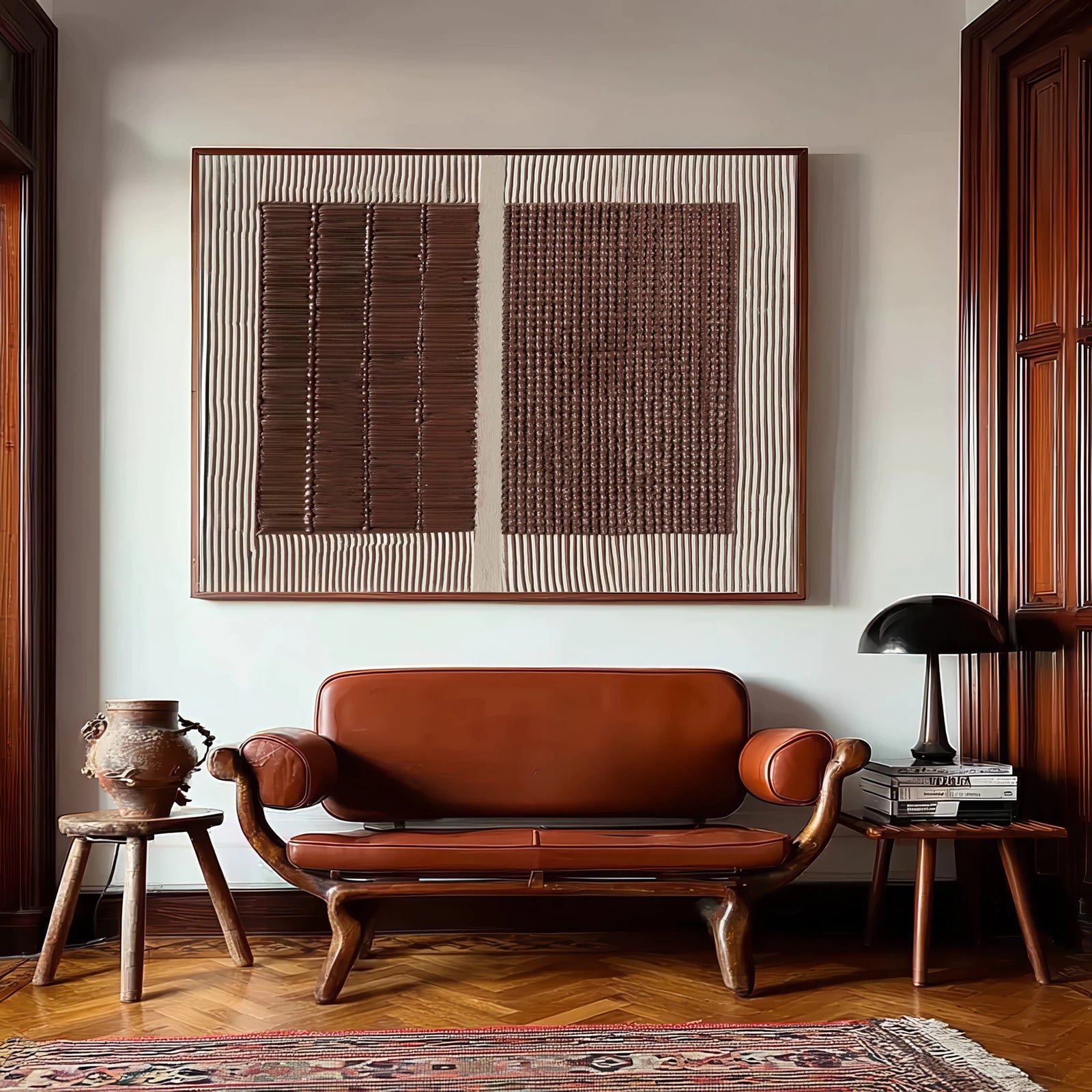 Taupe & Beige Textured Abstract Oil Painting #MD122