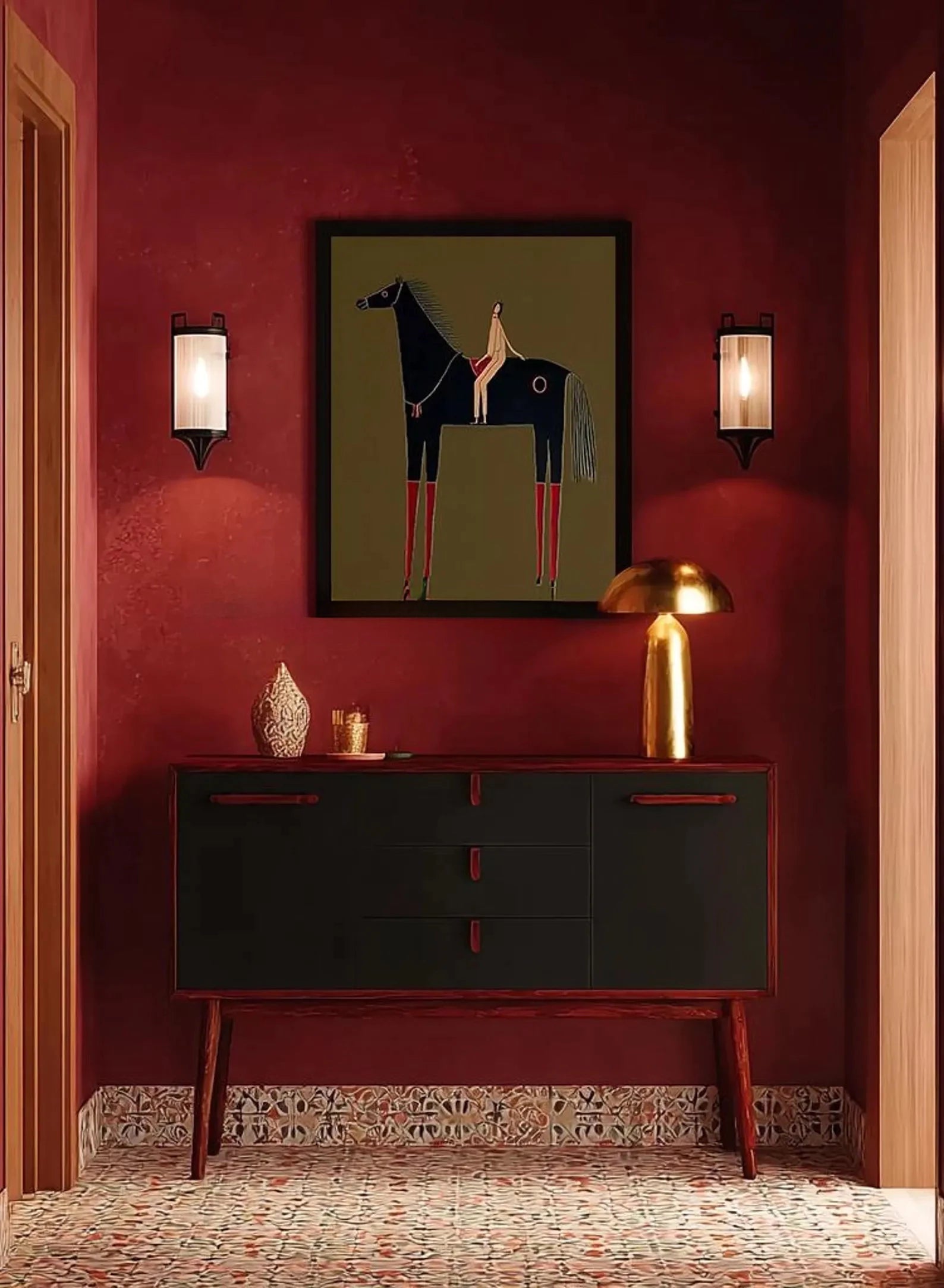 Minimalist Horse & Rider Art #CB5