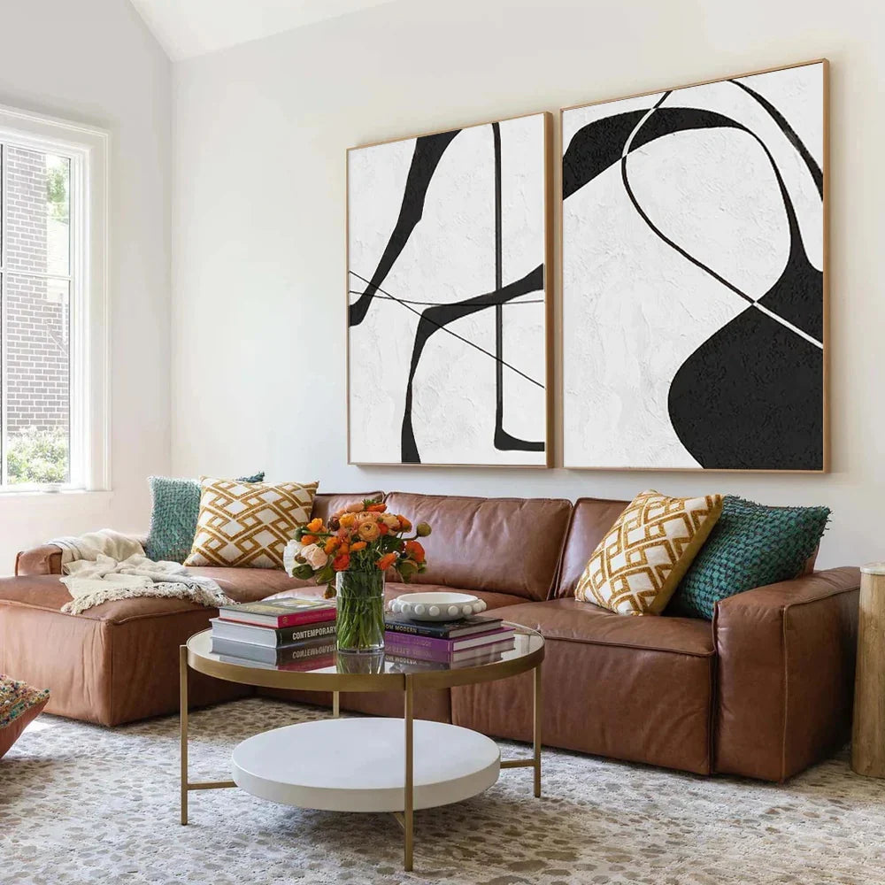 White & Black Wabi Sabi Abstract Wall Art #WA326