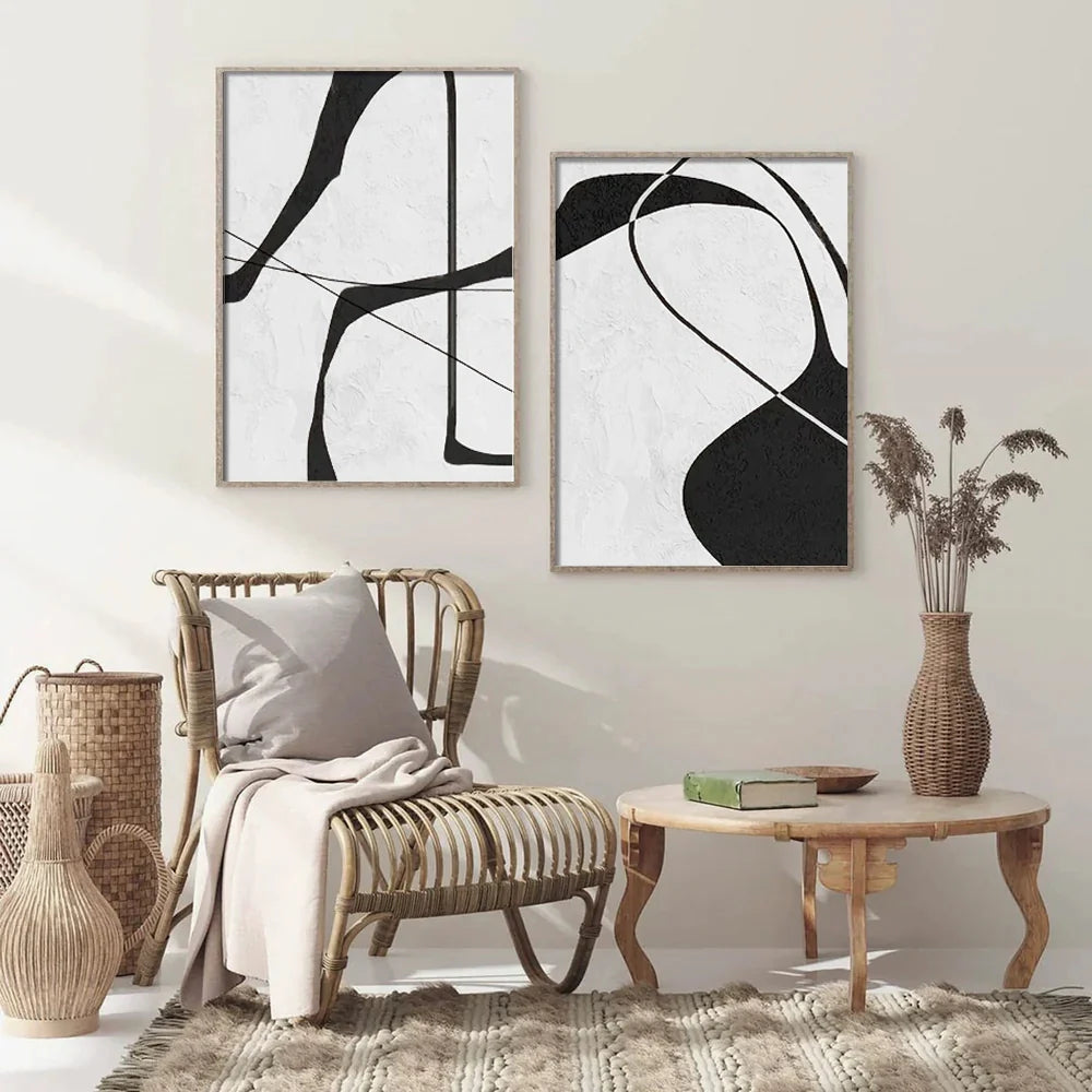 White & Black Wabi Sabi Abstract Wall Art #WA326