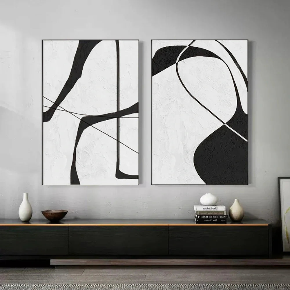 White & Black Wabi Sabi Abstract Wall Art #WA326