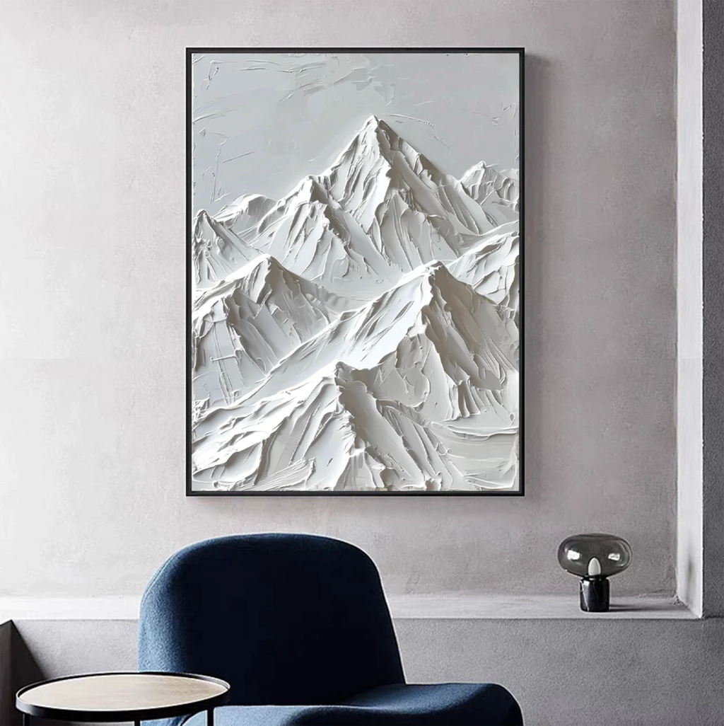 Minimalist White Mountain Painting #MD113
