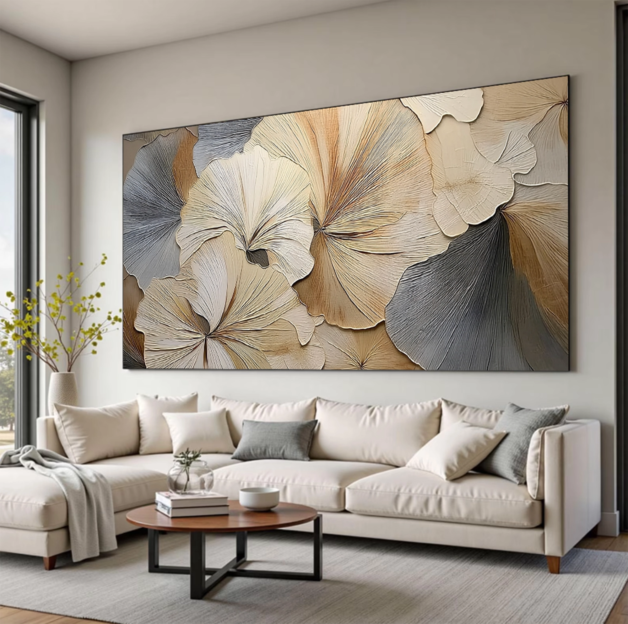 Textured Ginkgo Leaf Oil Painting #FT916