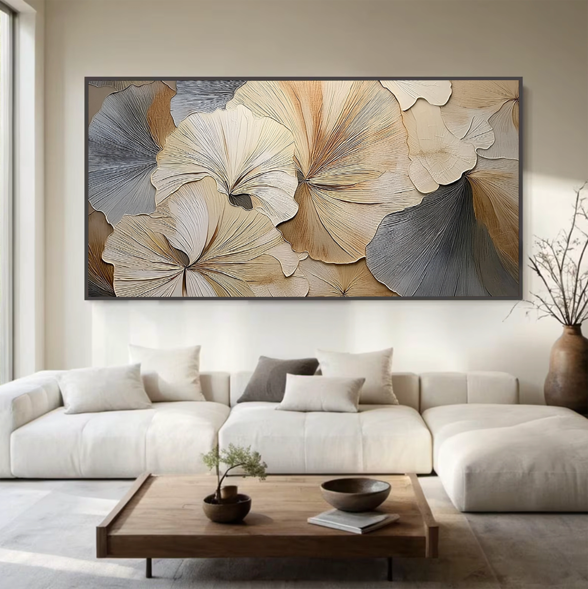 Textured Ginkgo Leaf Oil Painting #FT916