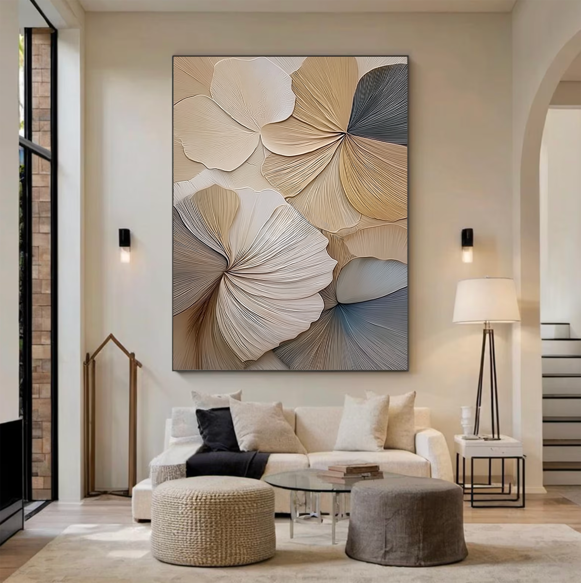 Neutral Floral Impasto Wall Art  #FT186