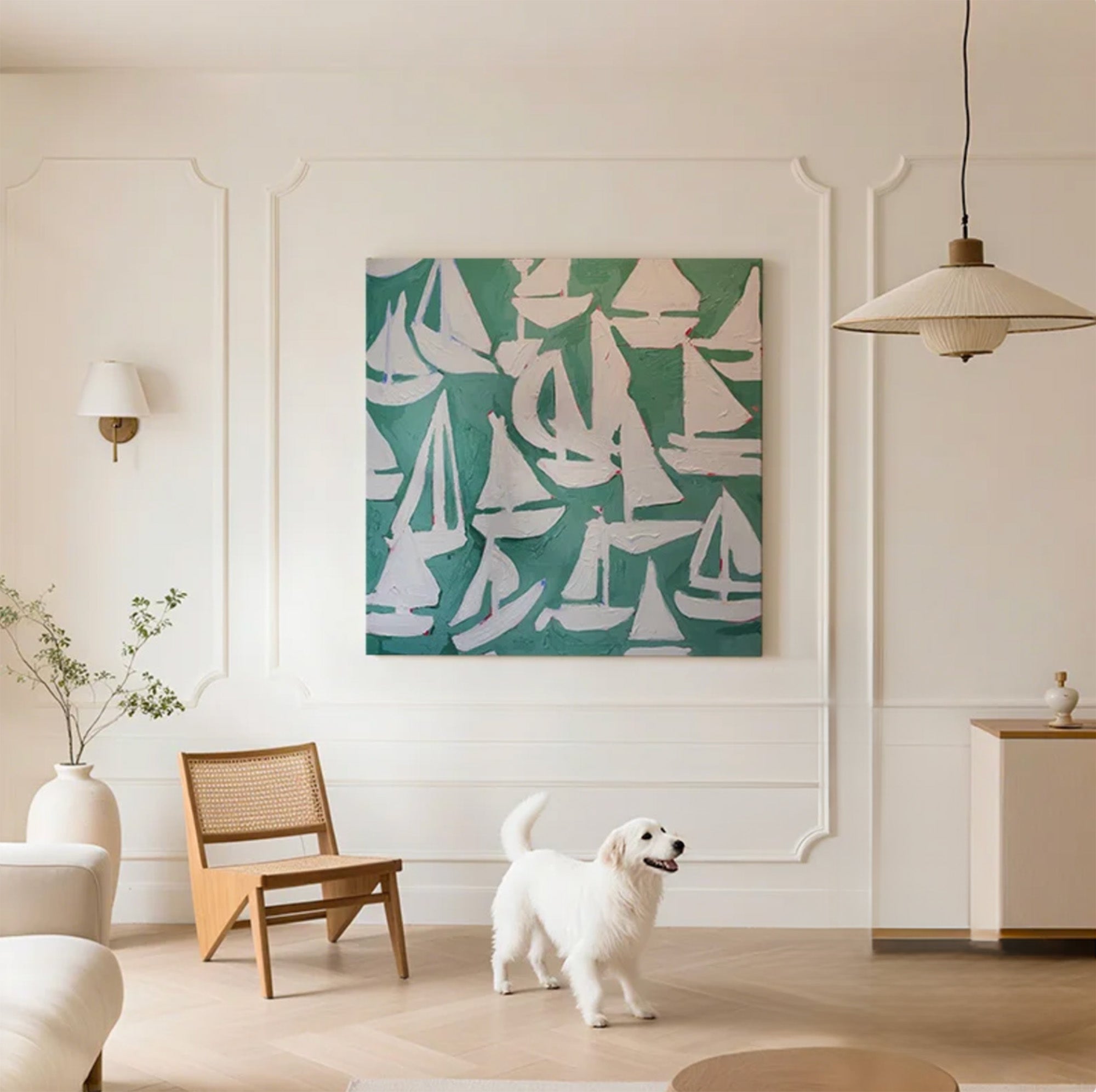 White Sailboats Art Print #SK099