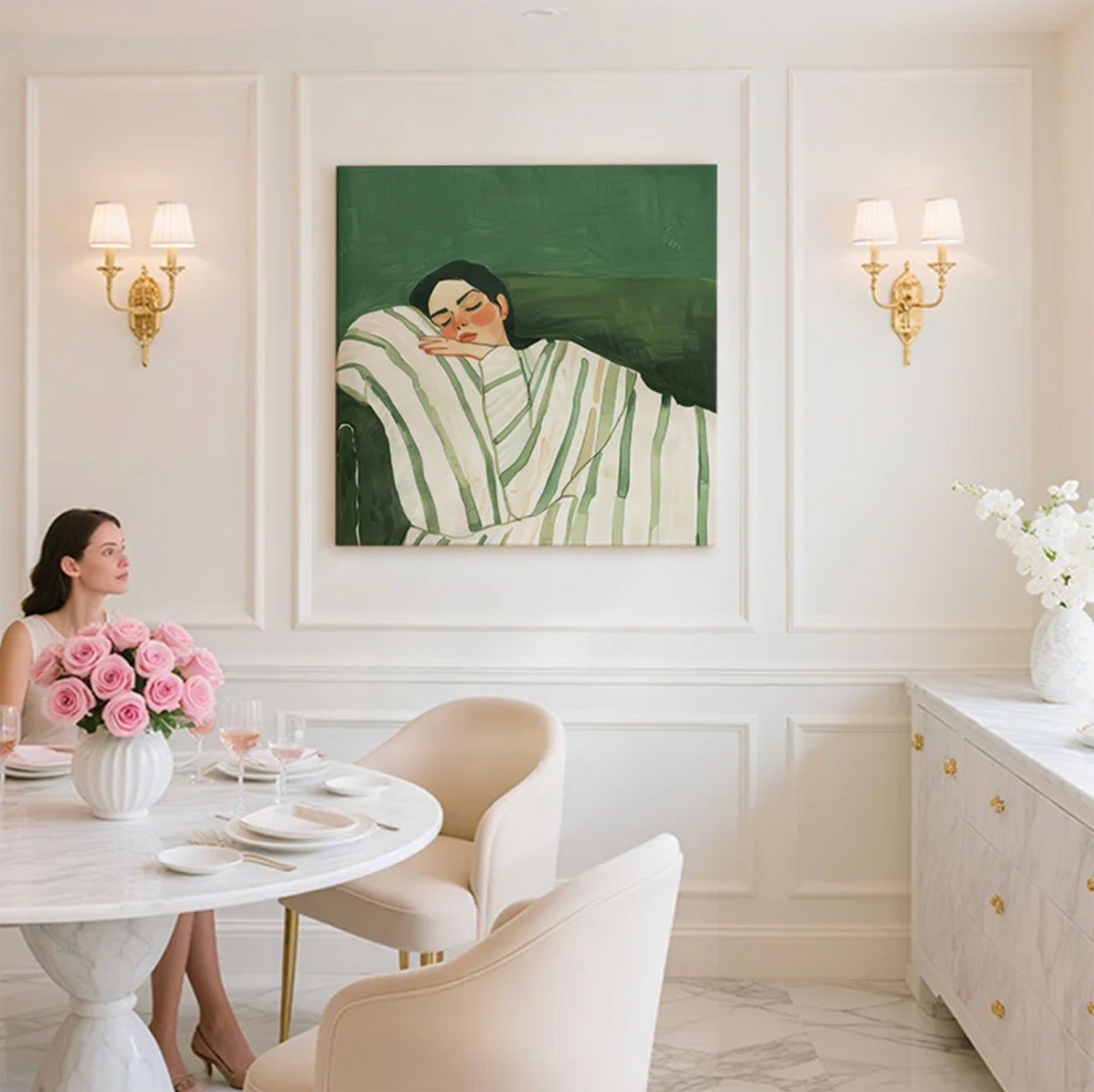 Soft Green Tone Minimalist Wall Decor #AB155