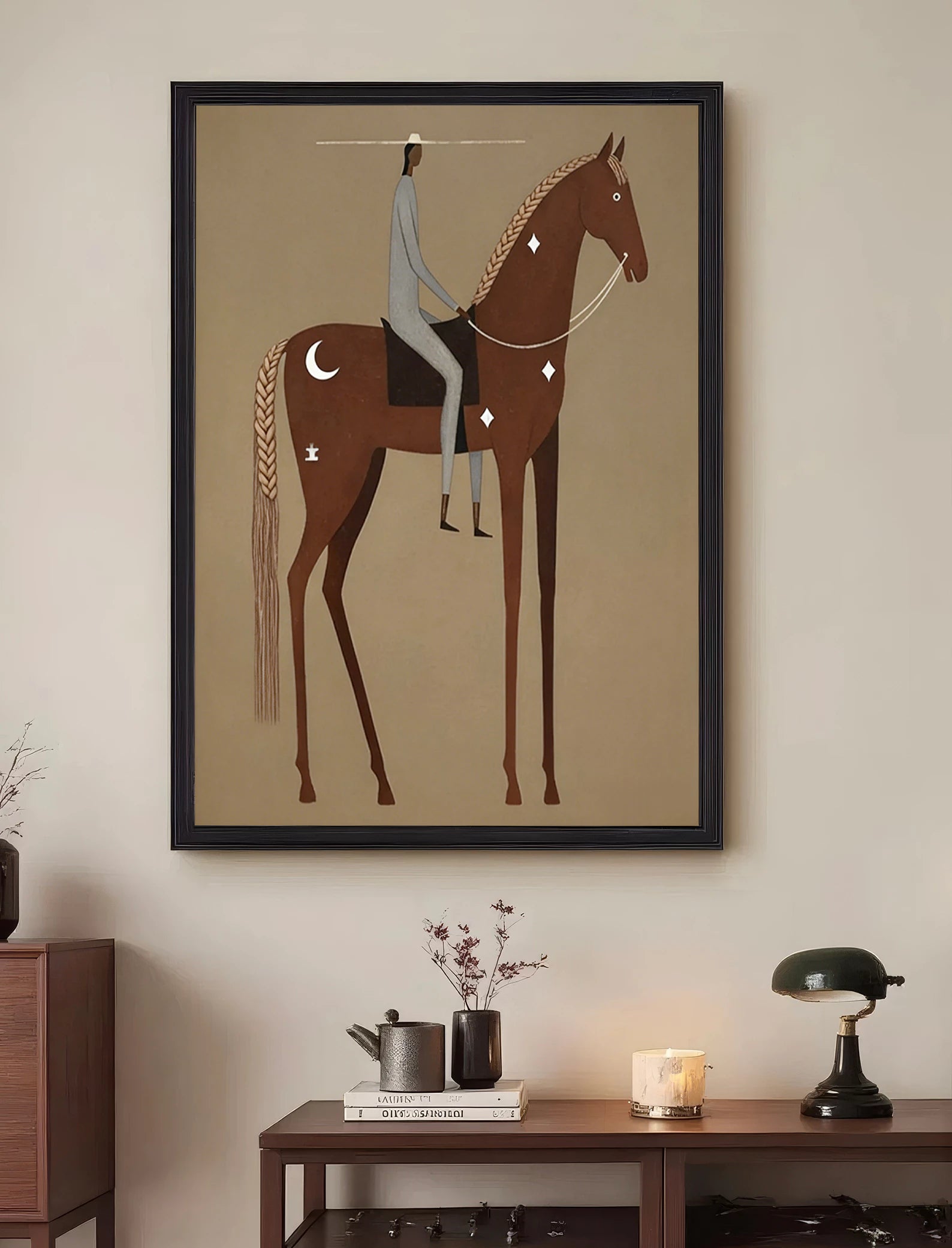 Minimalist Equestrian Rider Wall Art #AB557