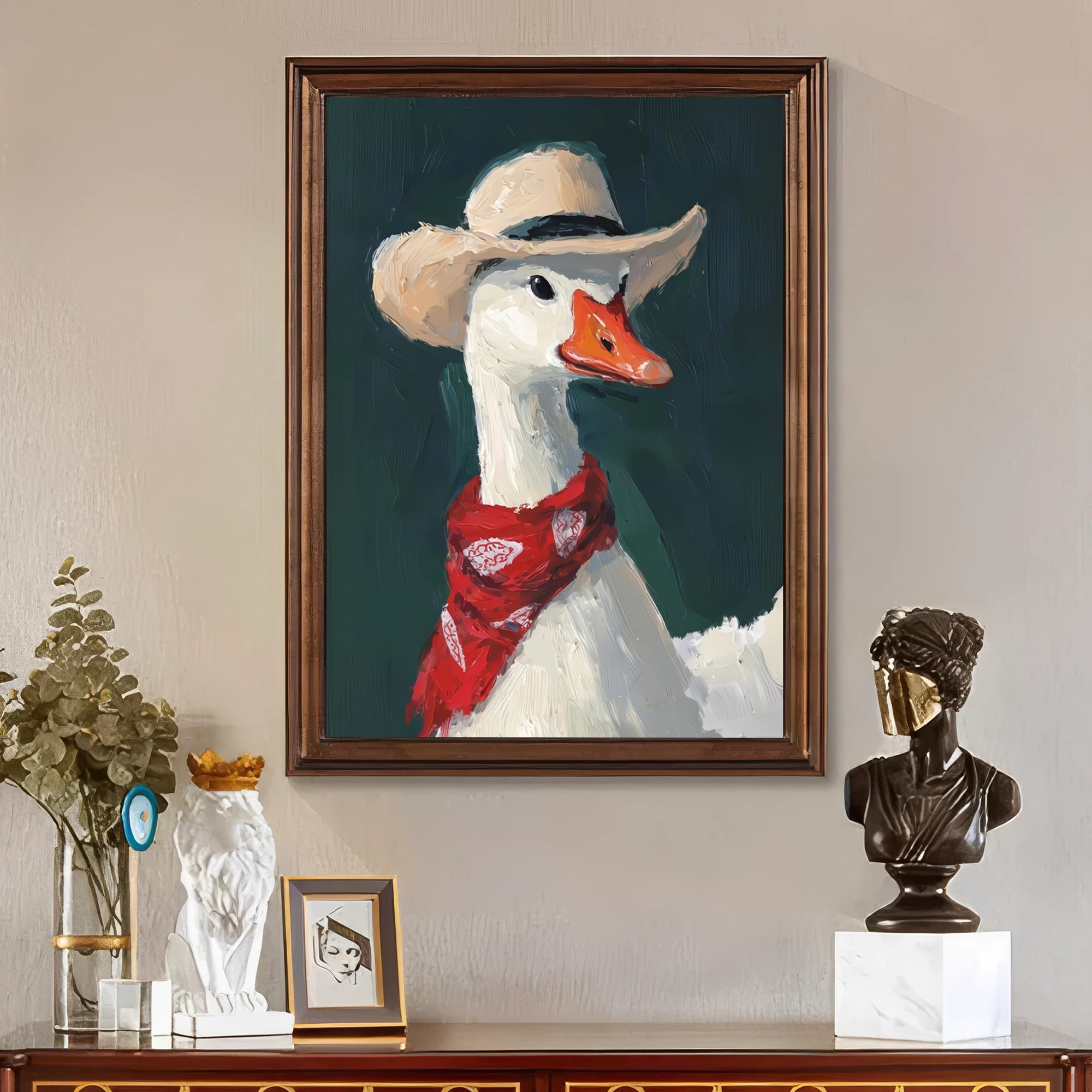 Hand-Painted Cowboy Duck Oil Painting #AM123