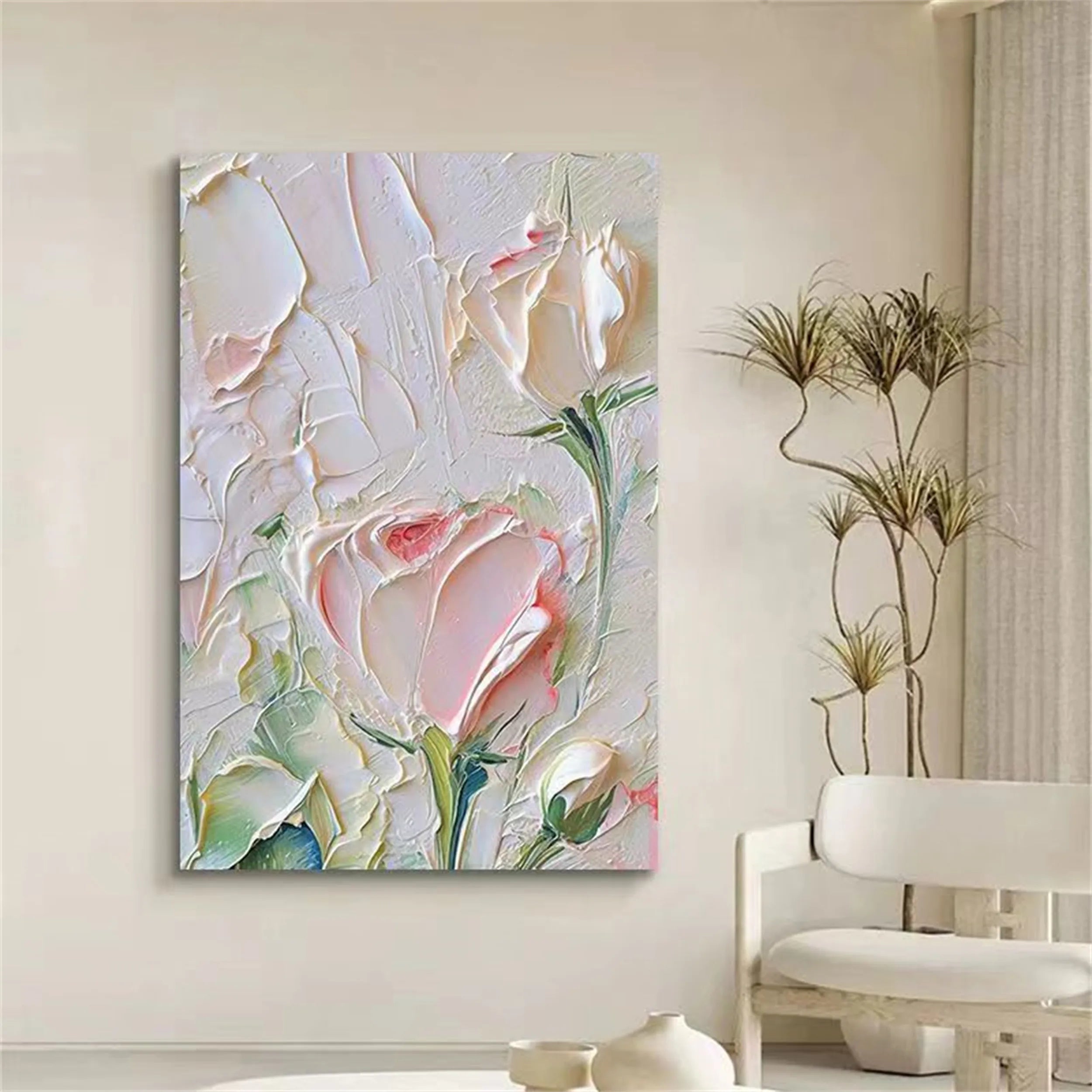 Colorful Flower & Tree Abstract Textured Wall Art #FT025