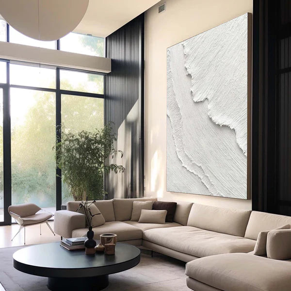White 3D Textured Abstract Oil Painting #MD151