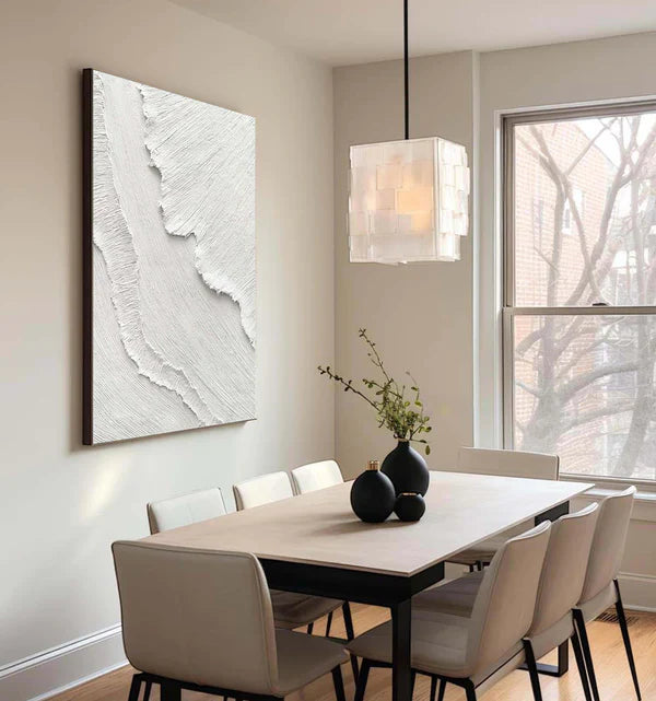 White 3D Textured Abstract Oil Painting #MD151
