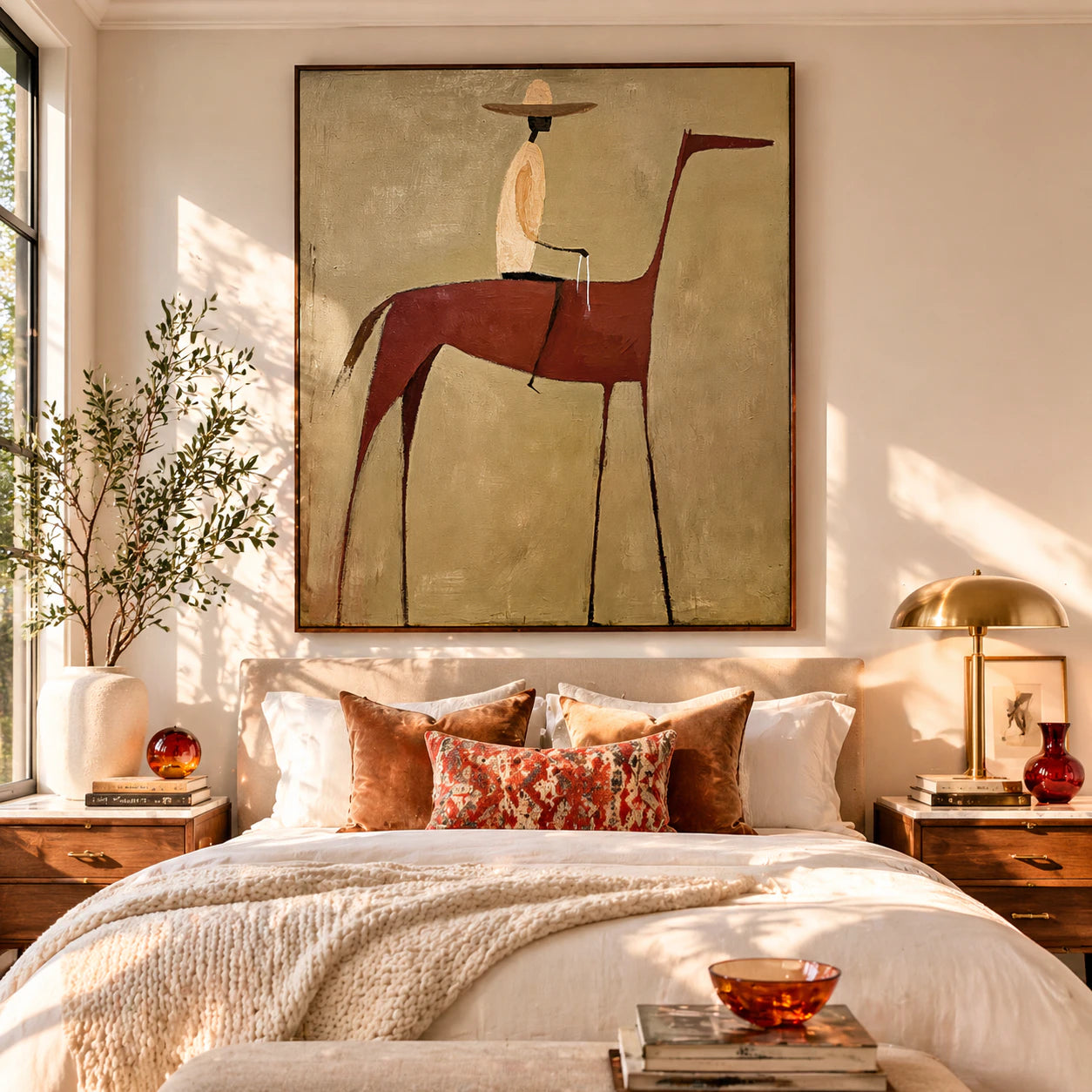 Abstract Horse Rider Oil Painting, Minimalist Wall Art #AB150