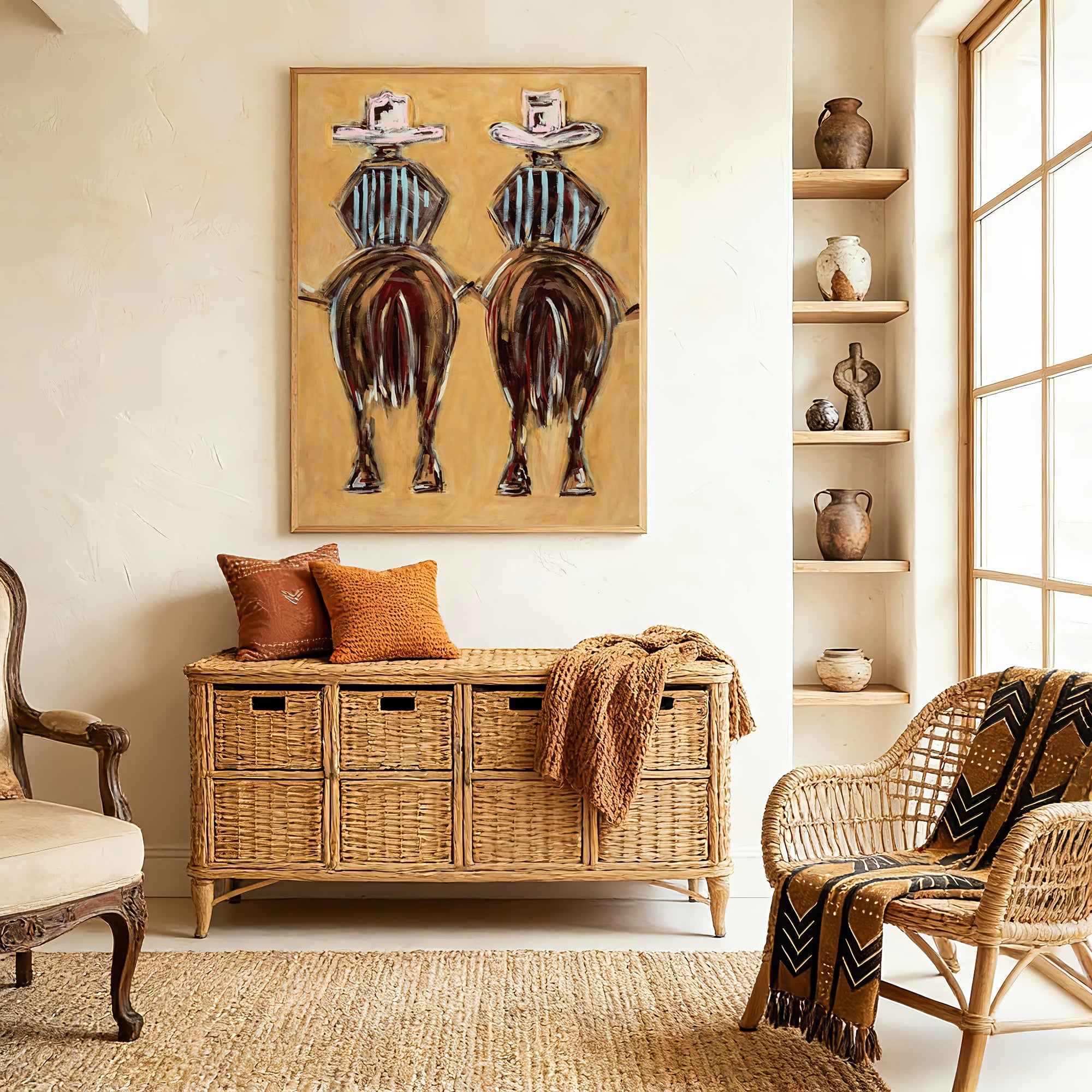 Western Dual Riders Back View Oil Painting #AB316