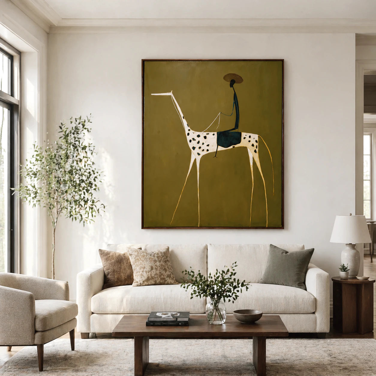 Abstract Rider & Spotted Horse Oil Painting #AB152